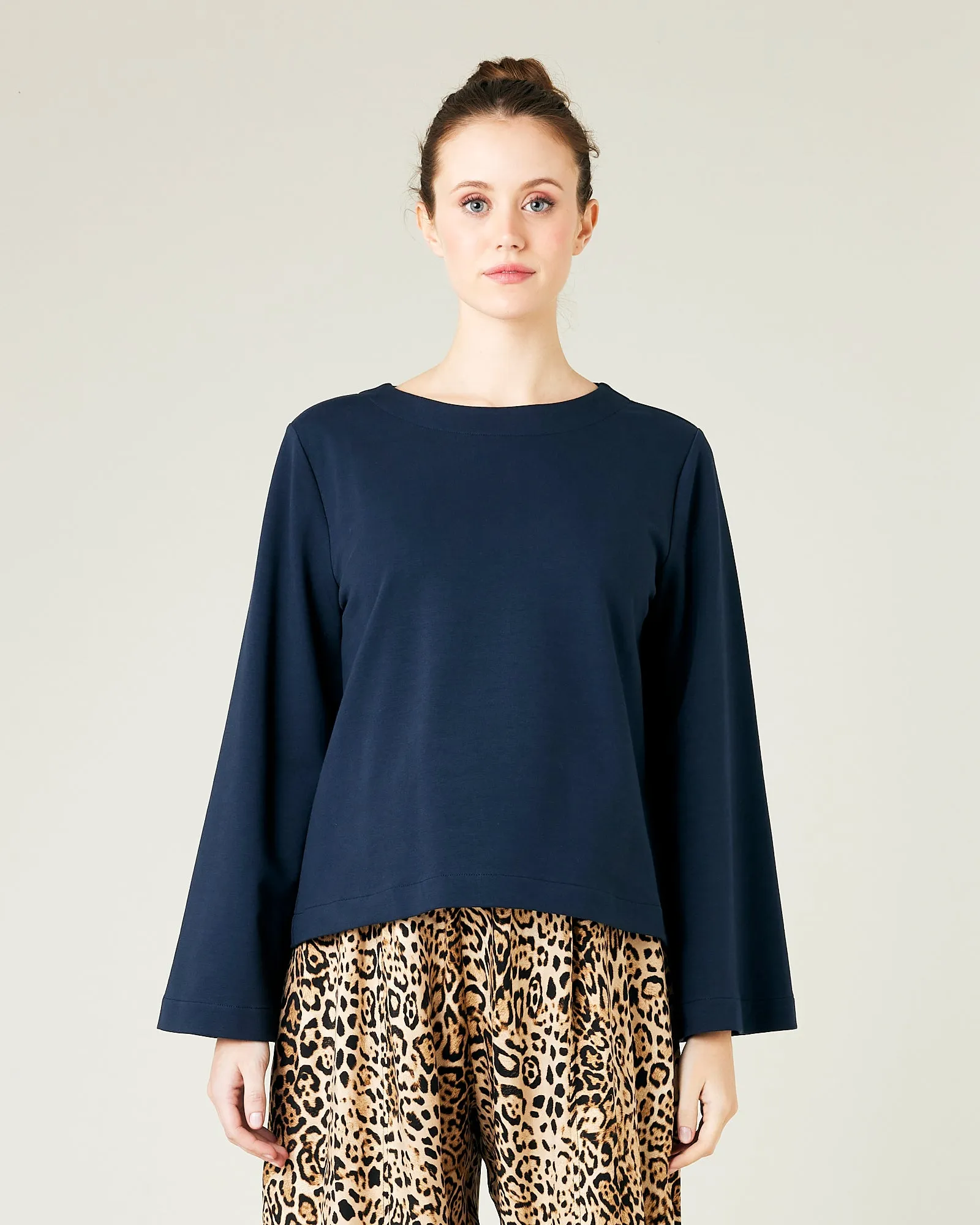 Wren Navy Cotton Jersey Top sold by Beyond Nine