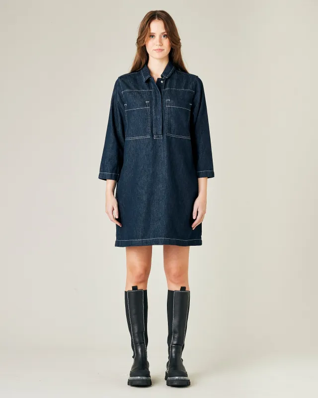 Drew Dark Blue Wash Denim Dress sold by Beyond Nine