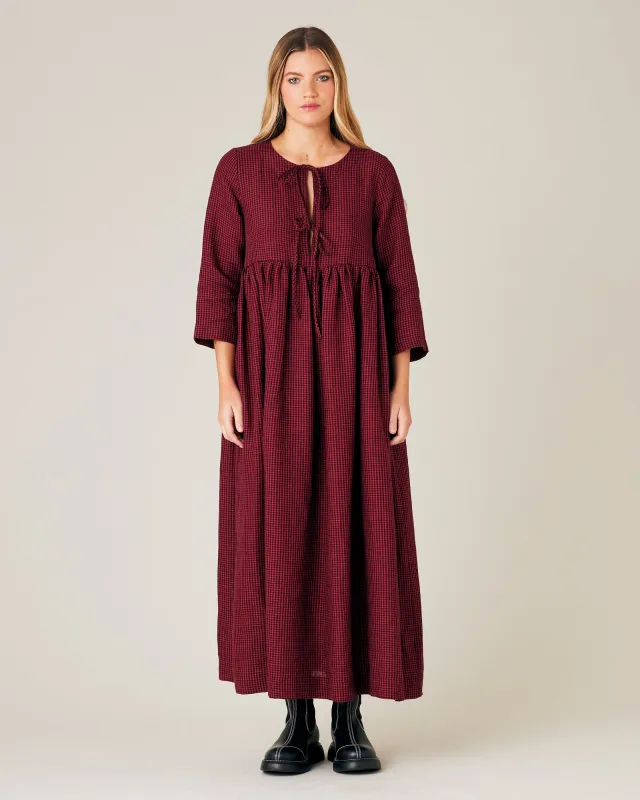 Willow Red And Black Gingham Linen Dress sold by Beyond Nine