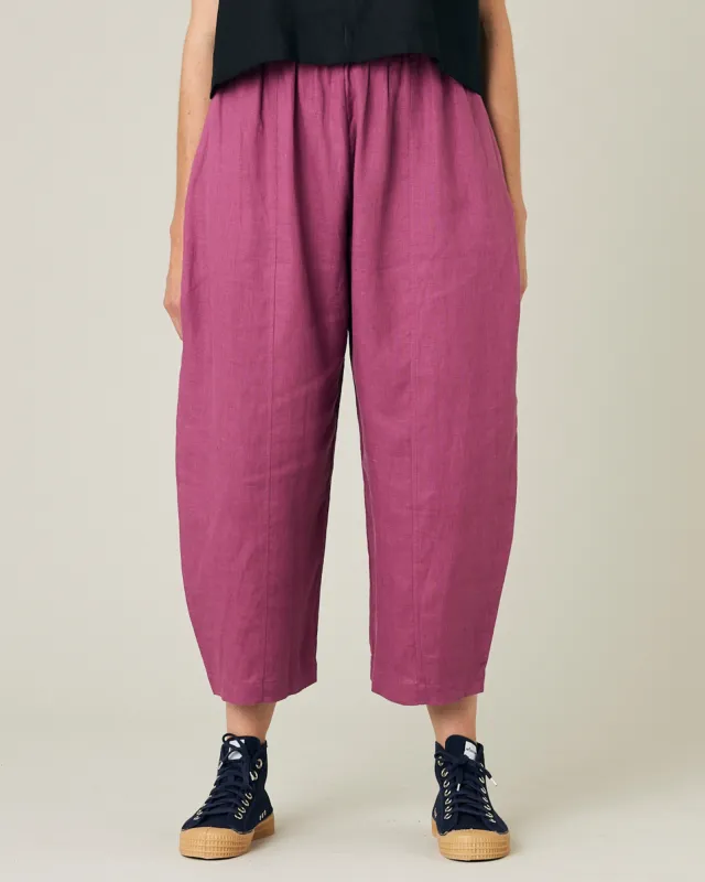 Mabel Dahlia Pink Linen Trousers sold by Beyond Nine