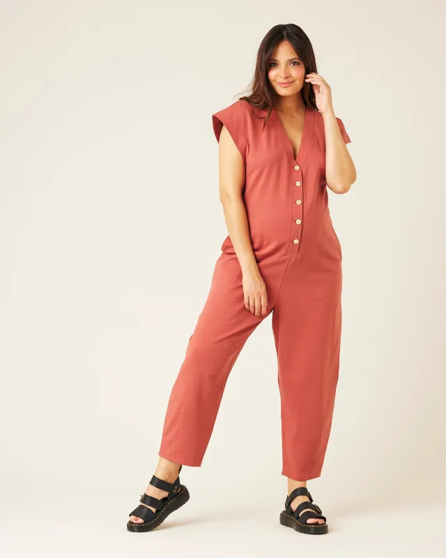 Frankie Jumpsuit - Brick sold by Beyond Nine
