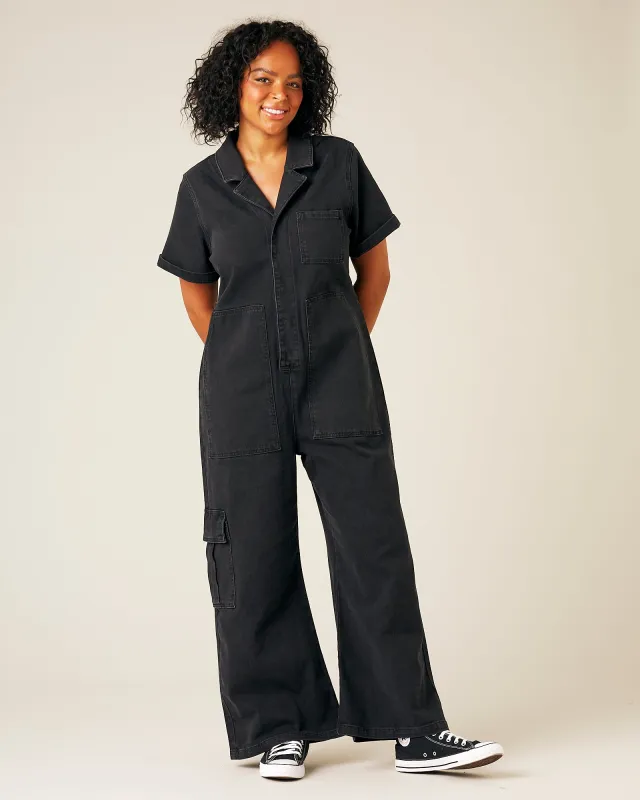 Charlie Denim Jumpsuit - Washed Black made by Beyond Nine