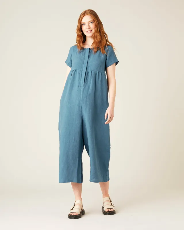 Sahara Light Indigo Linen Jumpsuit sold by Beyond Nine