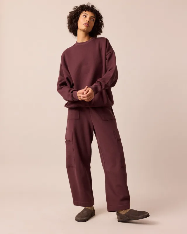 Jessie Burgundy Fleeceback Jersey Trousers sold by Beyond Nine