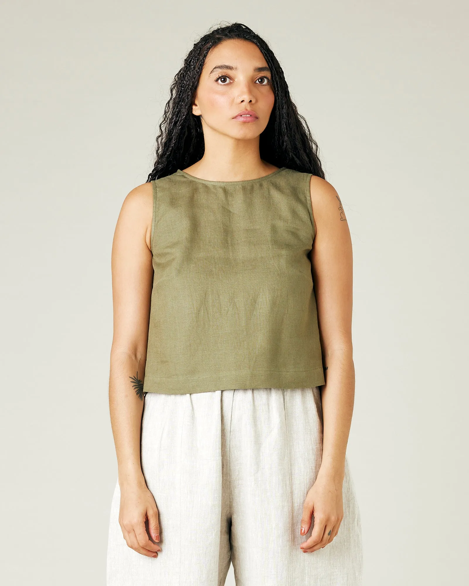 Esme Khaki Linen Top sold by Beyond Nine product image thumbnail 2