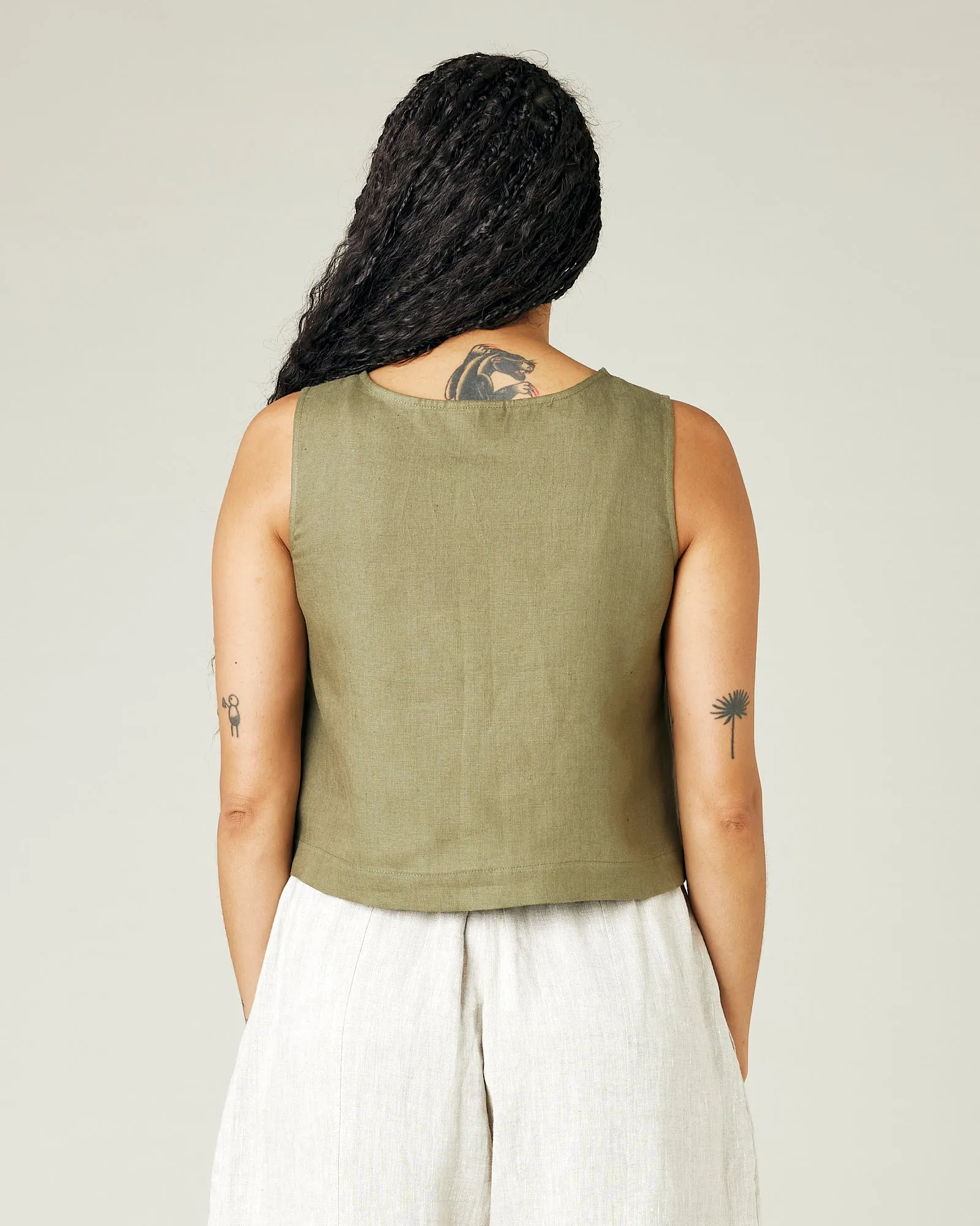 Esme Khaki Linen Top sold by Beyond Nine product image thumbnail 4