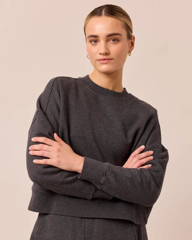 Eden Charcoal Marl Fleeceback Jersey Jumper sold by Beyond Nine