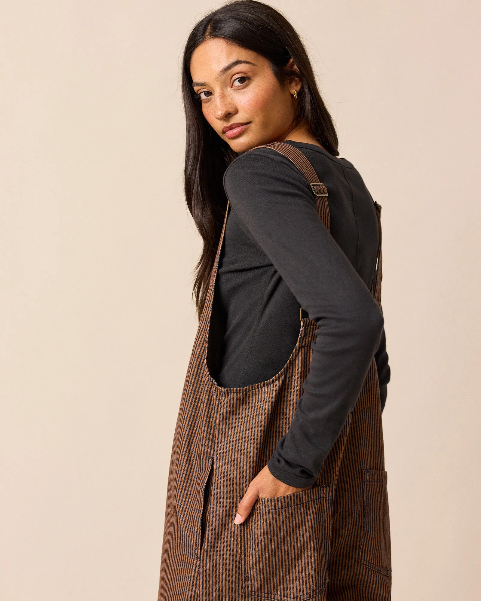 Ottie Rust Hickory Stripe Denim Jumpsuit sold by Beyond Nine product image thumbnail 4