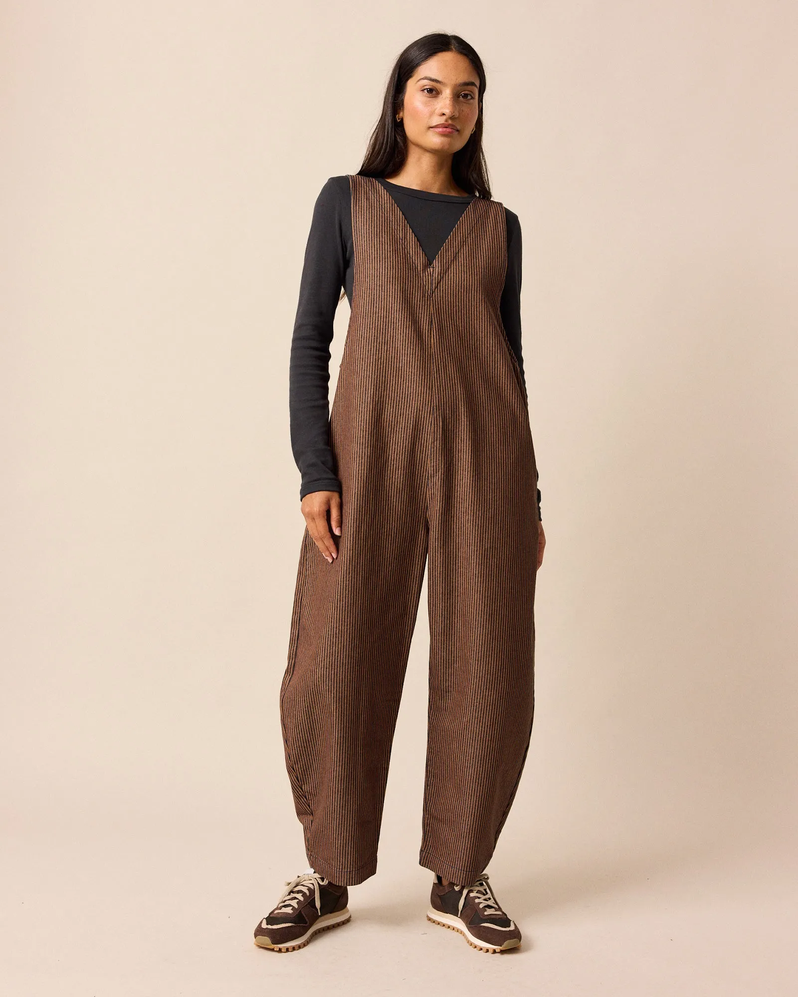 Ottie Rust Hickory Stripe Denim Jumpsuit sold by Beyond Nine product image thumbnail 5