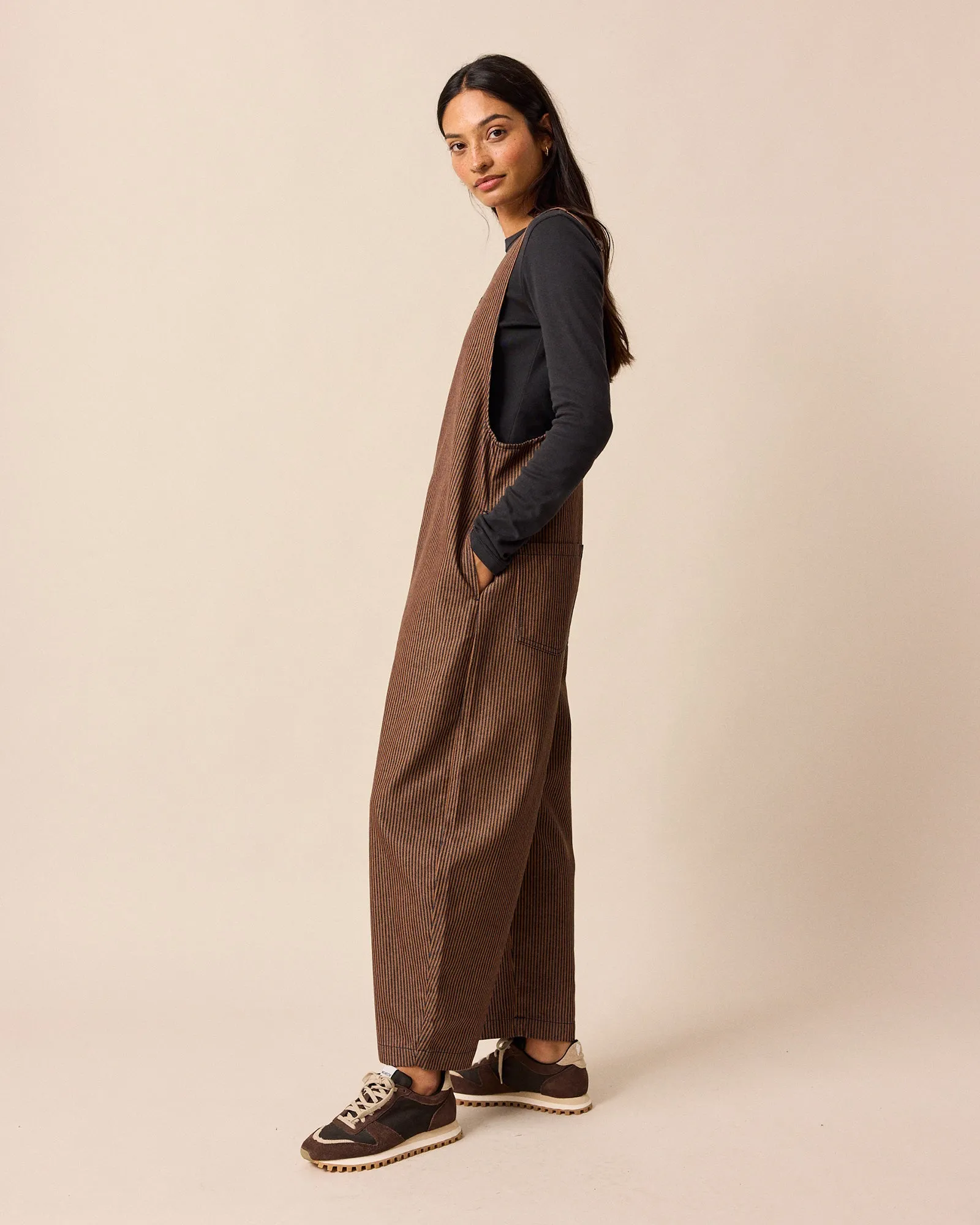 Ottie Rust Hickory Stripe Denim Jumpsuit sold by Beyond Nine product image thumbnail 2