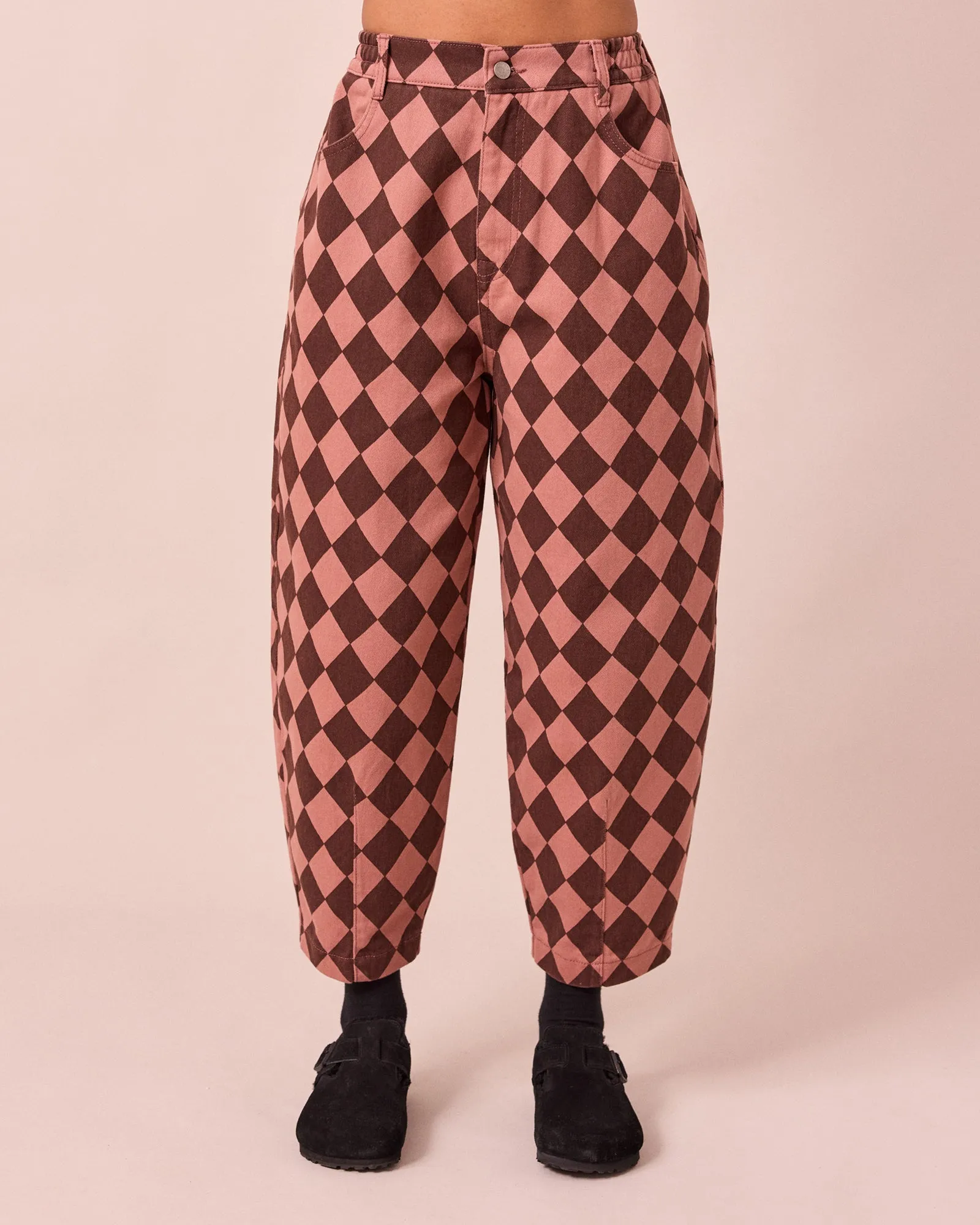 Remi Clay Pink & Chocolate Harlequin Denim Jeans sold by Beyond Nine product image thumbnail 2