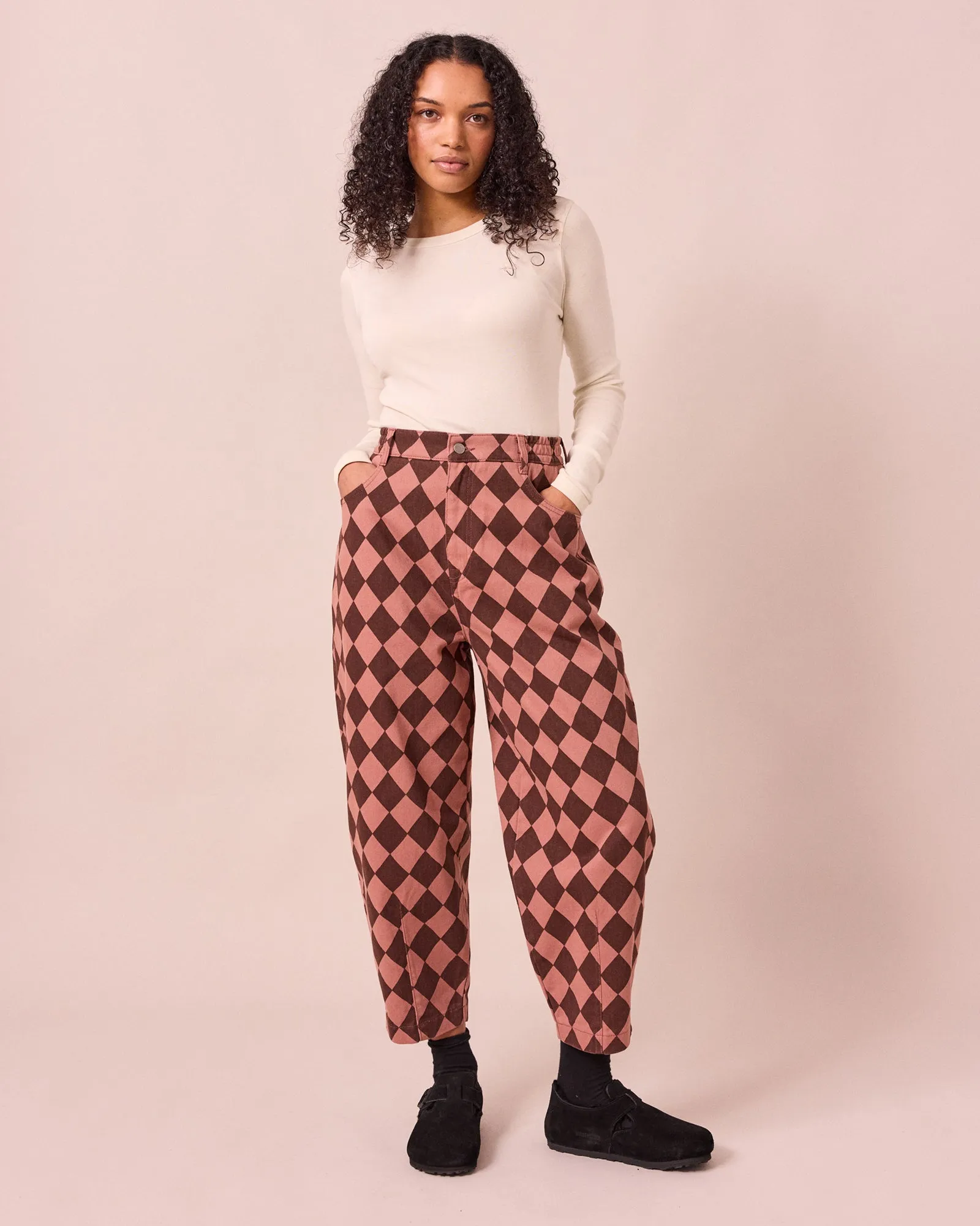 Remi Clay Pink & Chocolate Harlequin Denim Jeans sold by Beyond Nine product image thumbnail 3