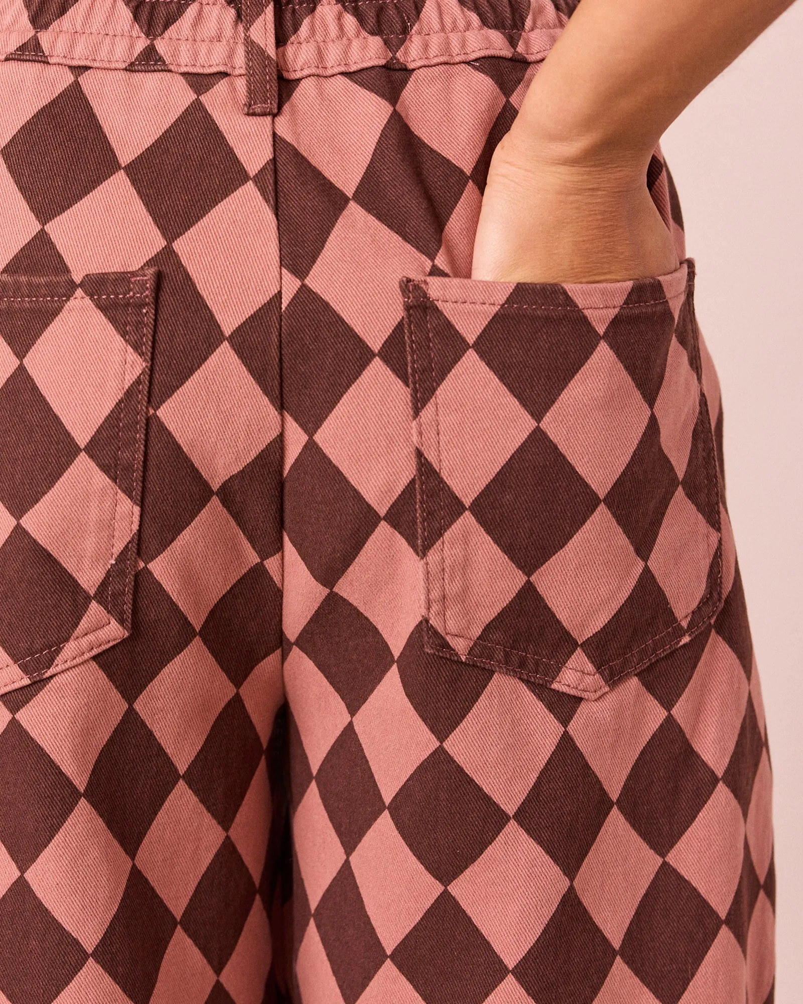 Remi Clay Pink & Chocolate Harlequin Denim Jeans sold by Beyond Nine product image thumbnail 5