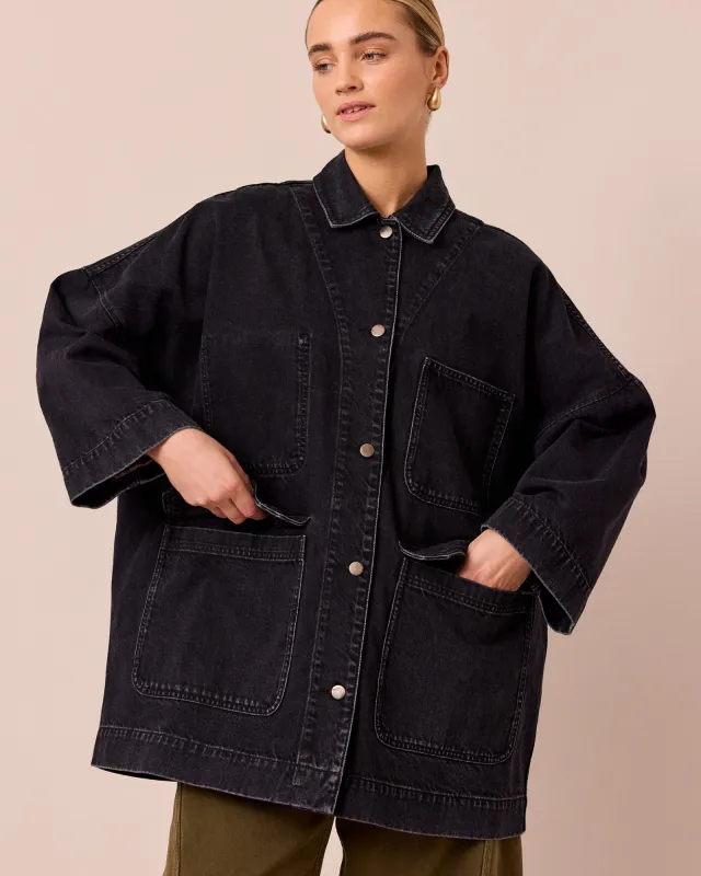 Bea Washed Black Denim Jacket sold by Beyond Nine