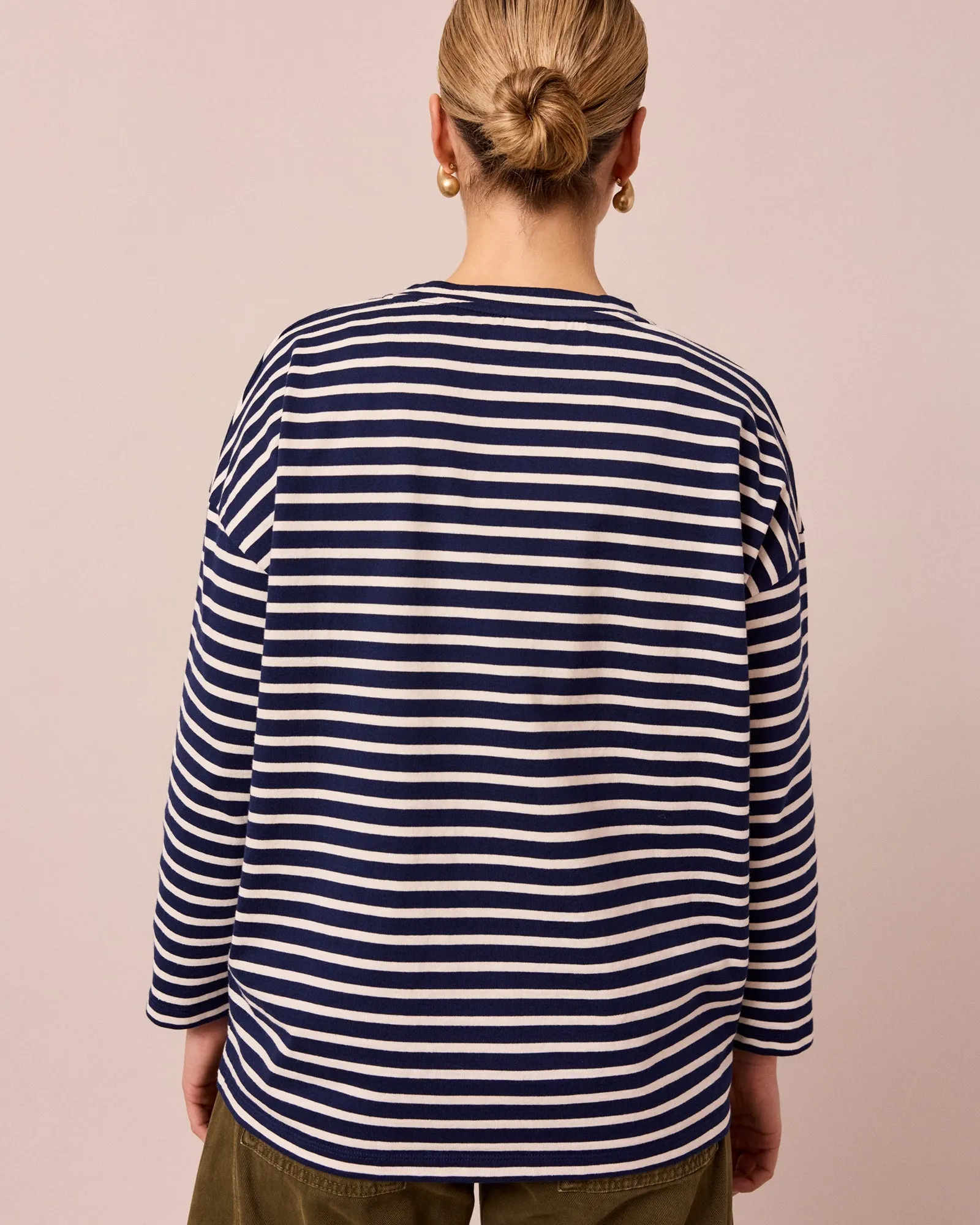 Robyn Navy & Ecru Stripe Jersey Top sold by Beyond Nine product image thumbnail 5