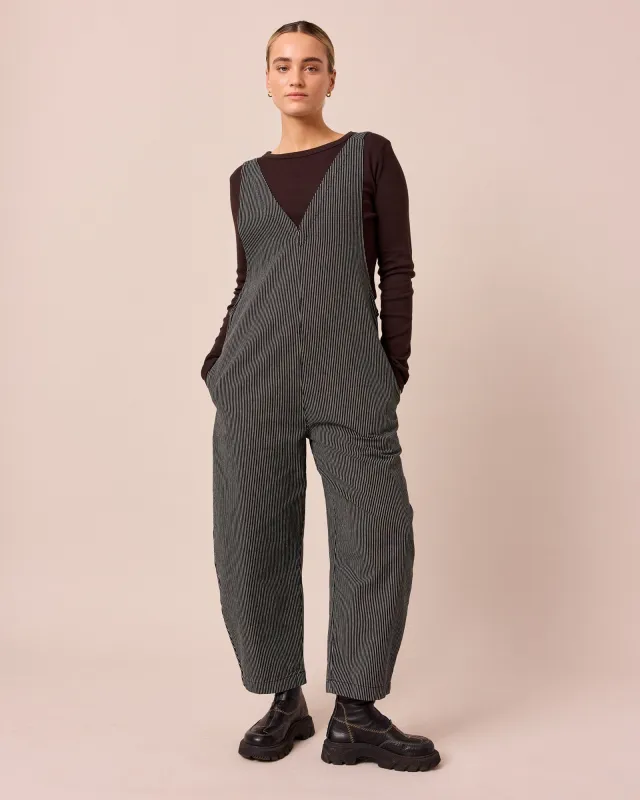 Ottie Black Hickory Stripe Denim Jumpsuit sold by Beyond Nine