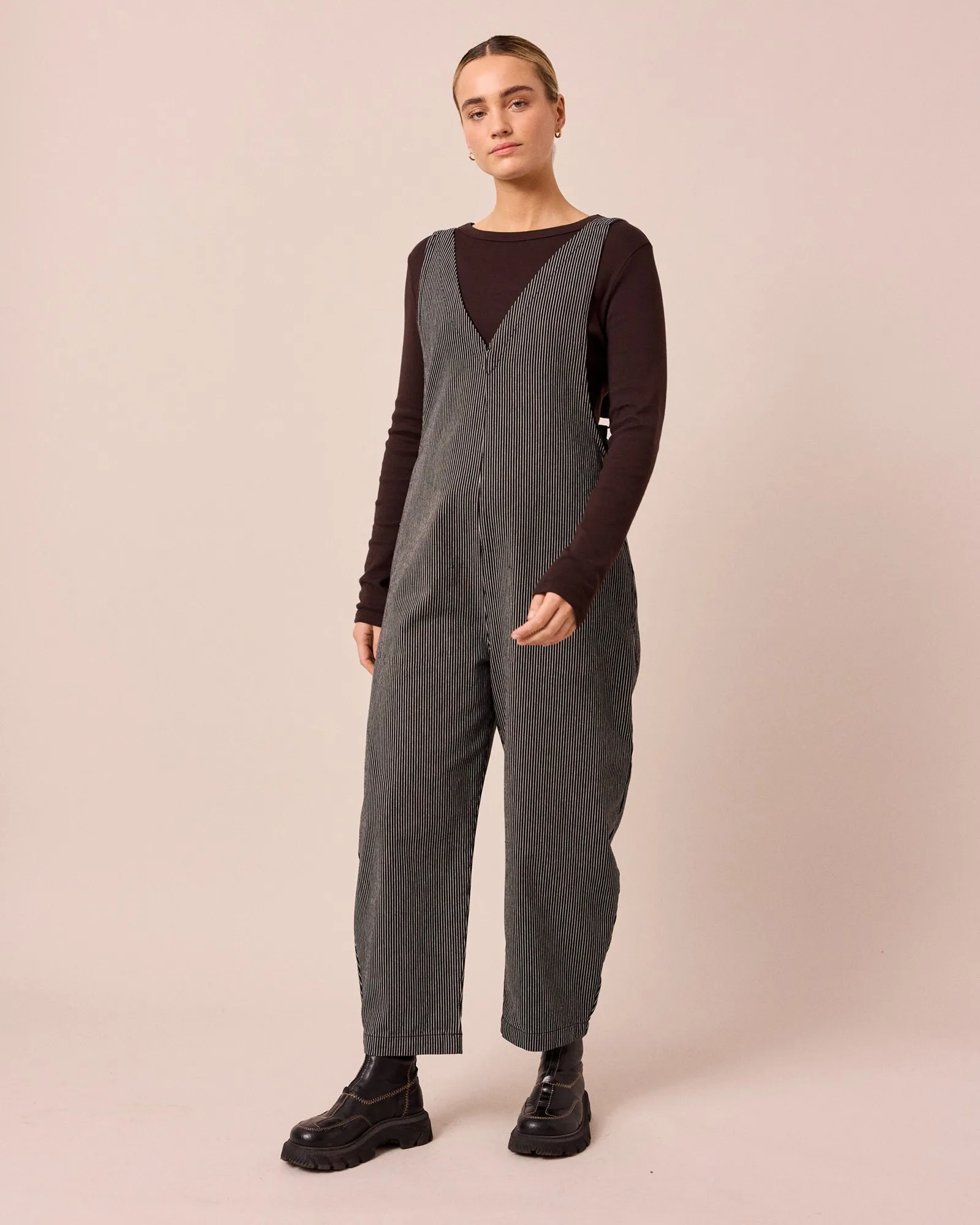 Ottie Black Hickory Stripe Denim Jumpsuit sold by Beyond Nine product image thumbnail 3