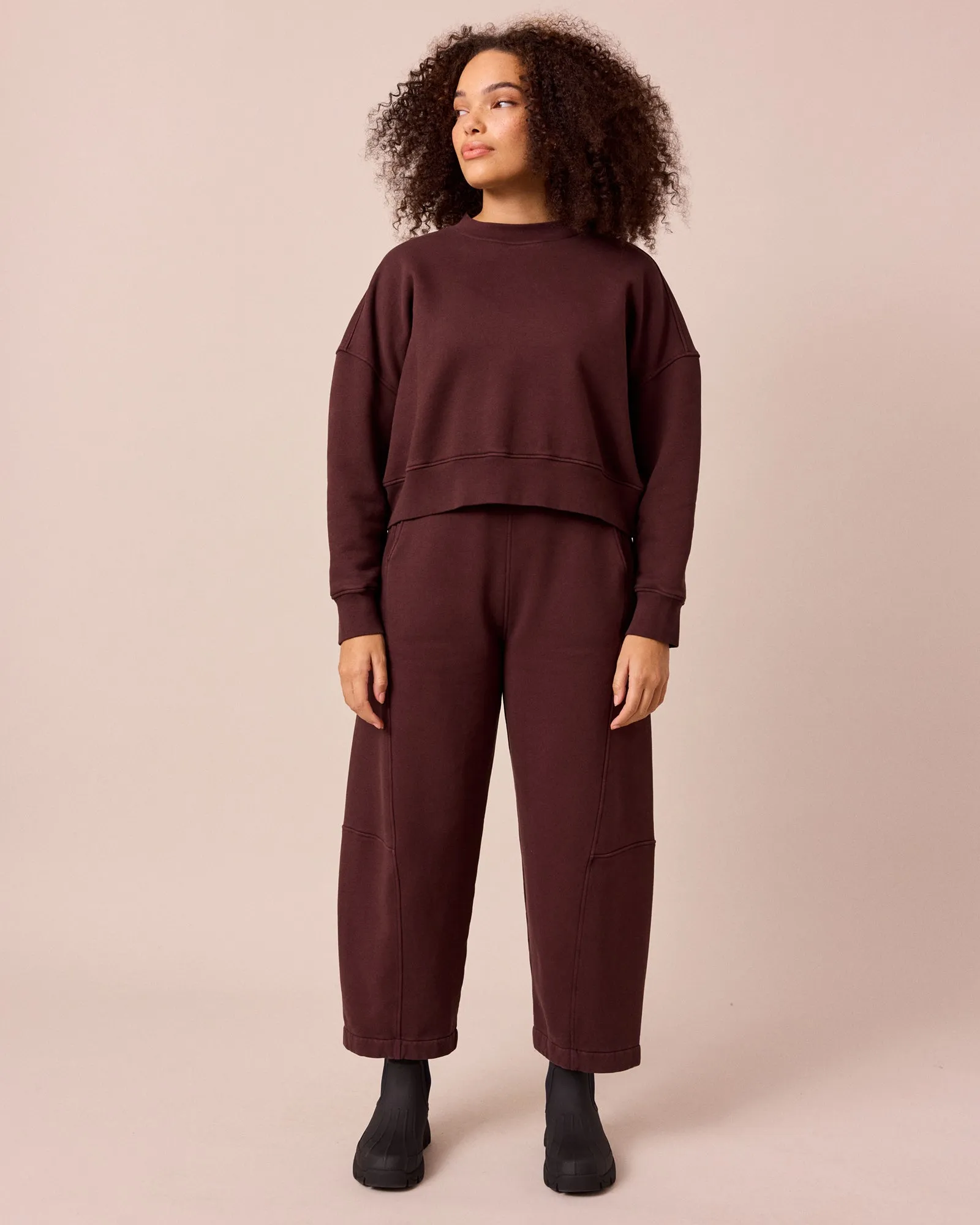 Lyra Black Cherry Fleeceback Jersey Trousers sold by Beyond Nine