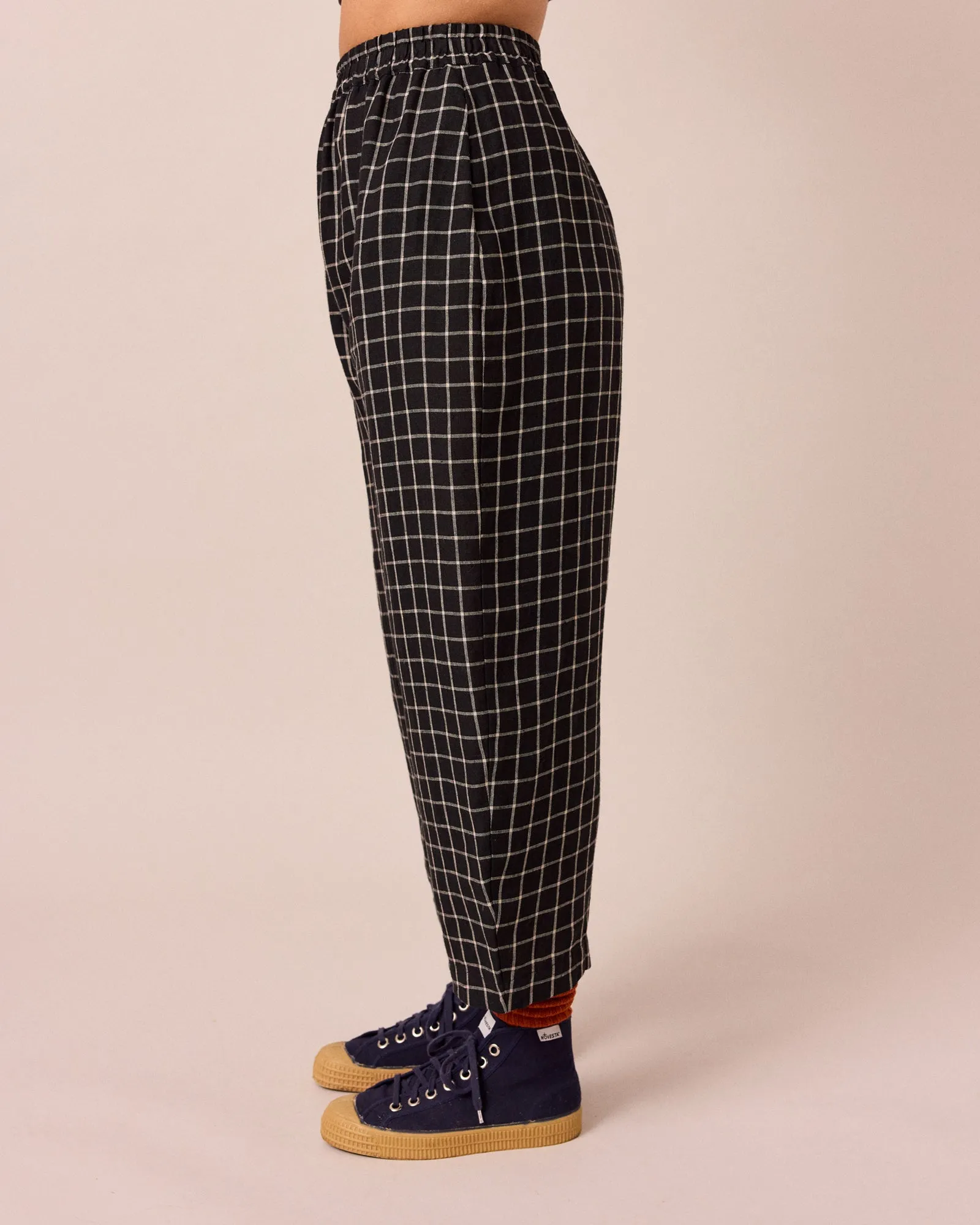 Mabel Black Grid Linen Trousers sold by Beyond Nine product image thumbnail 3