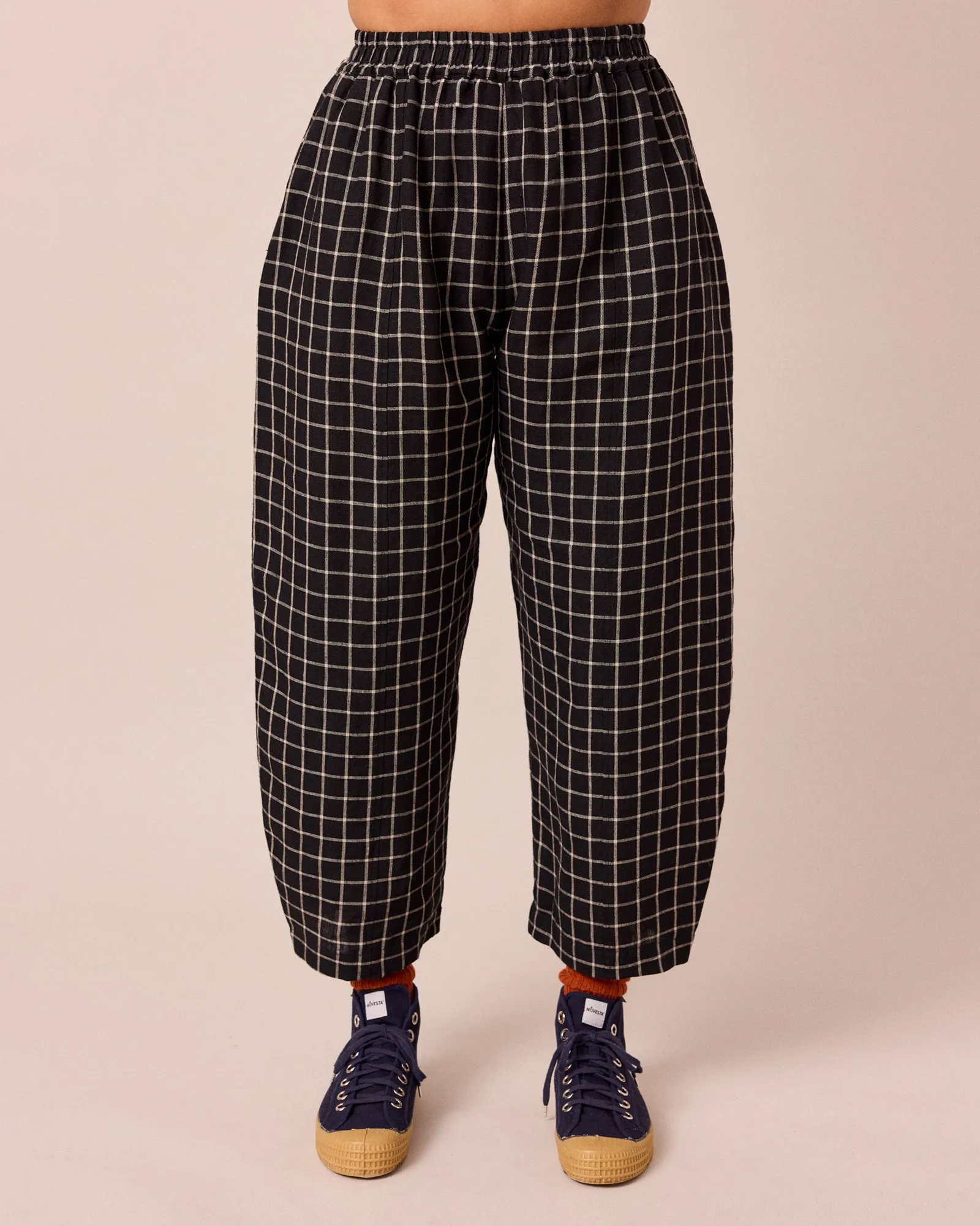 Mabel Black Grid Linen Trousers sold by Beyond Nine product image thumbnail 2