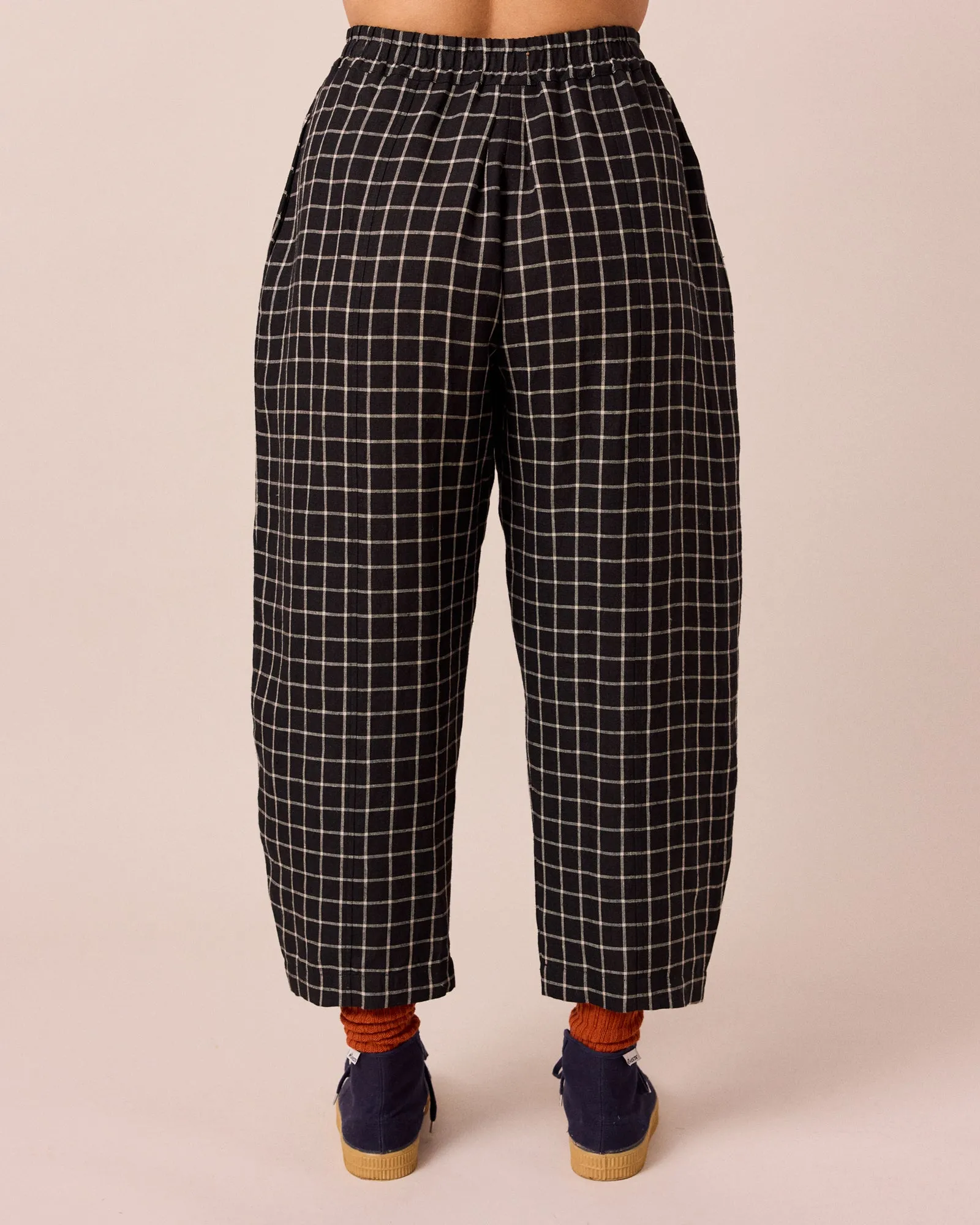 Mabel Black Grid Linen Trousers sold by Beyond Nine product image thumbnail 4