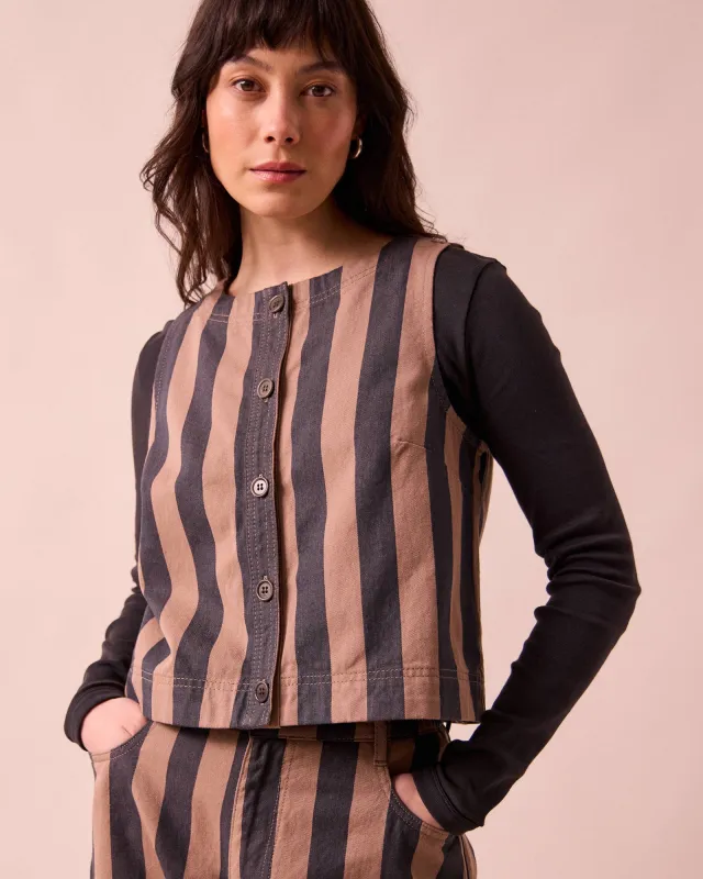 Elodie Graphite & Mocha Denim Top sold by Beyond Nine