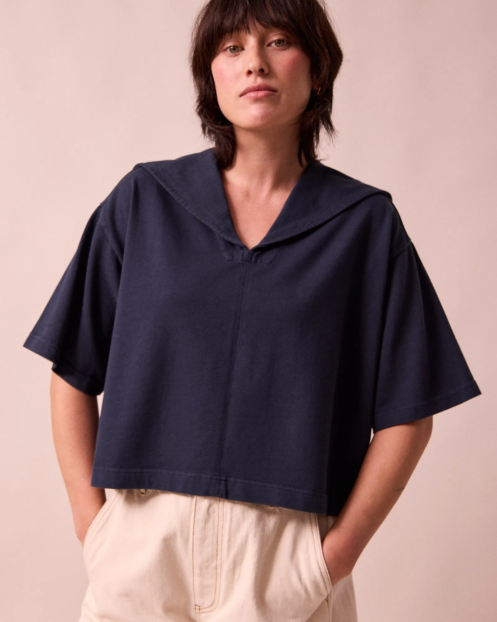 Uma Navy Jersey Top sold by Beyond Nine