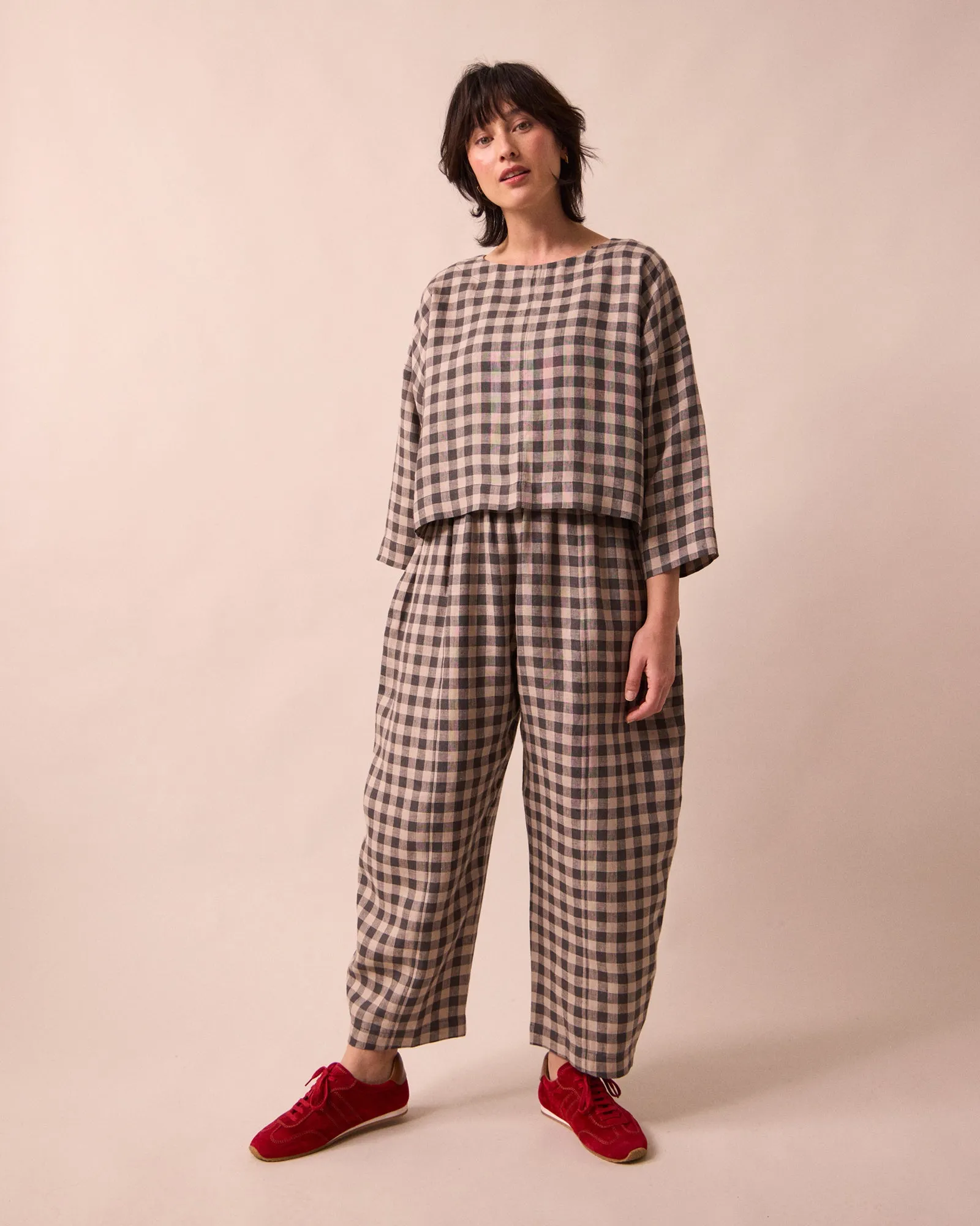 Mabel Stone Gingham Linen Trousers sold by Beyond Nine product image thumbnail 2