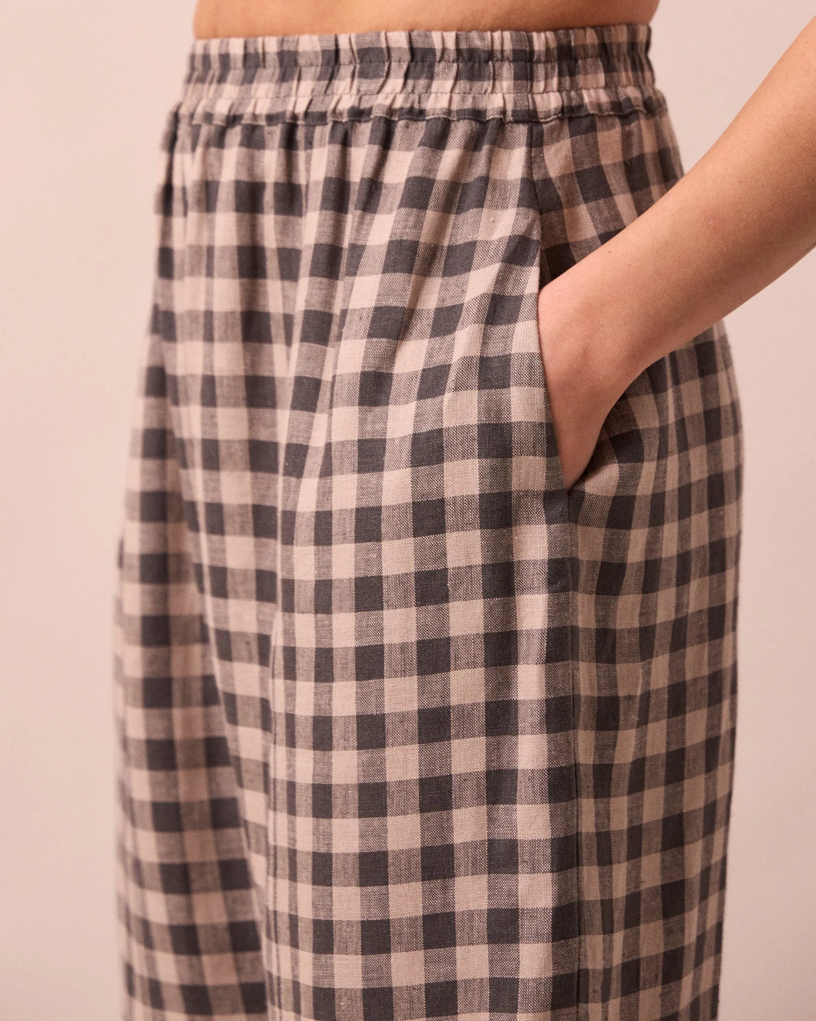 Mabel Stone Gingham Linen Trousers sold by Beyond Nine product image thumbnail 5