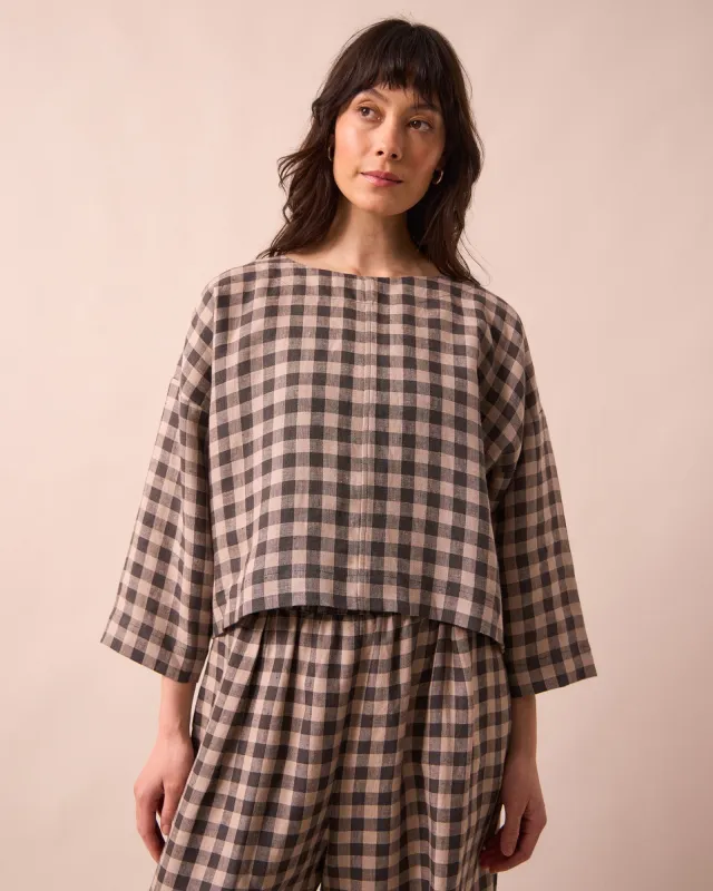 Lily Stone Gingham Linen Top sold by Beyond Nine