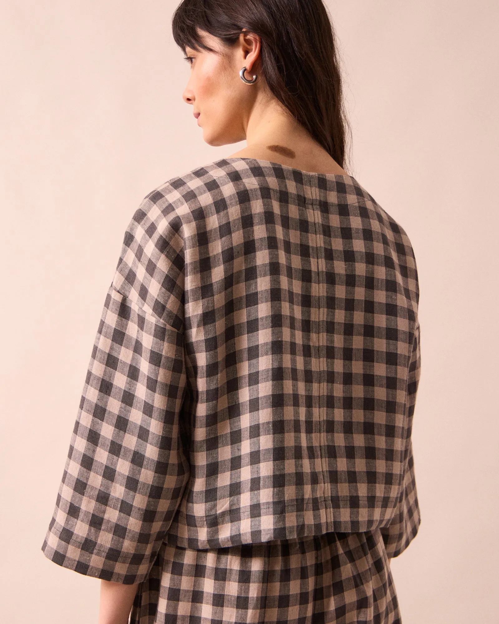Lily Stone Gingham Linen Top sold by Beyond Nine product image thumbnail 4