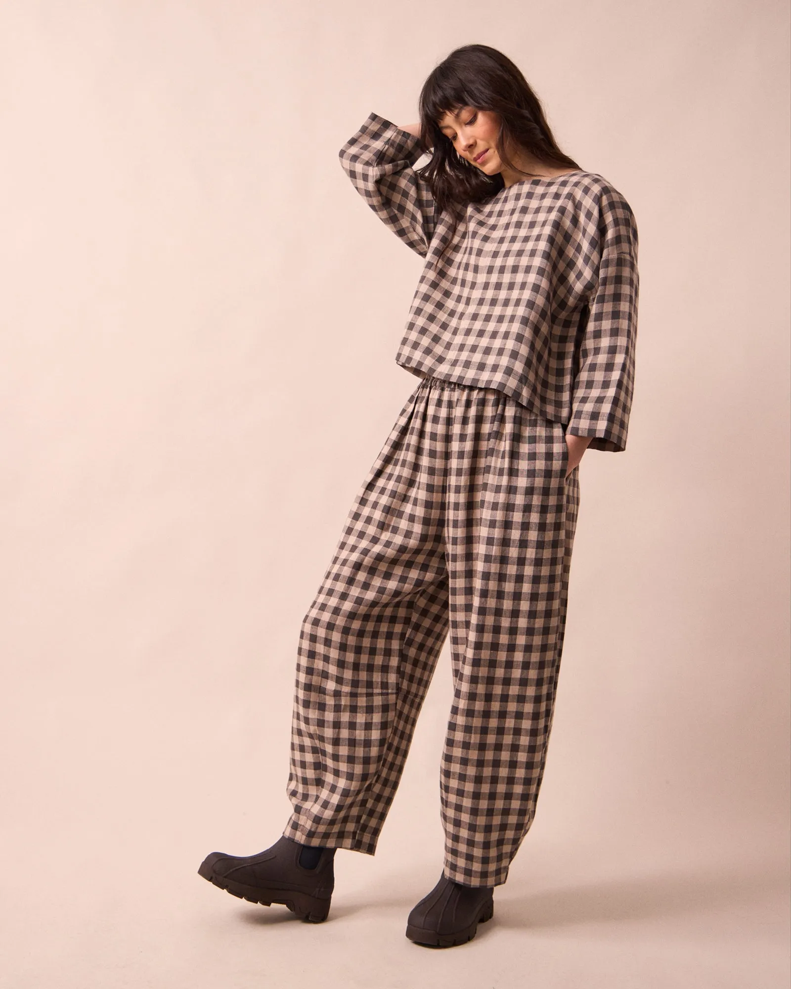 Lily Stone Gingham Linen Top sold by Beyond Nine product image thumbnail 5