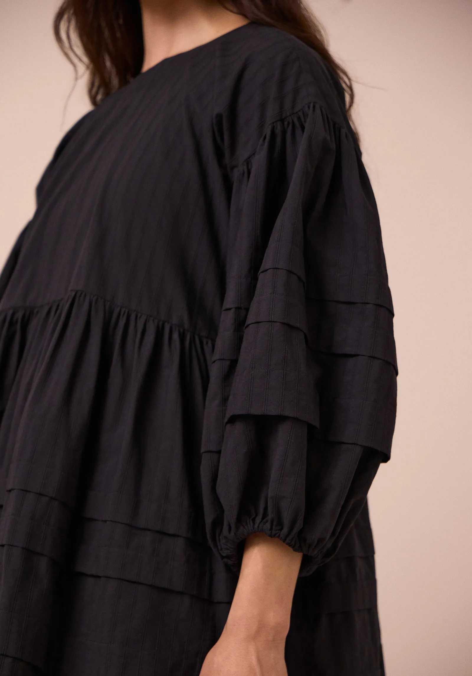 Nina Black Self Stripe Cotton Dress sold by Beyond Nine product image thumbnail 5