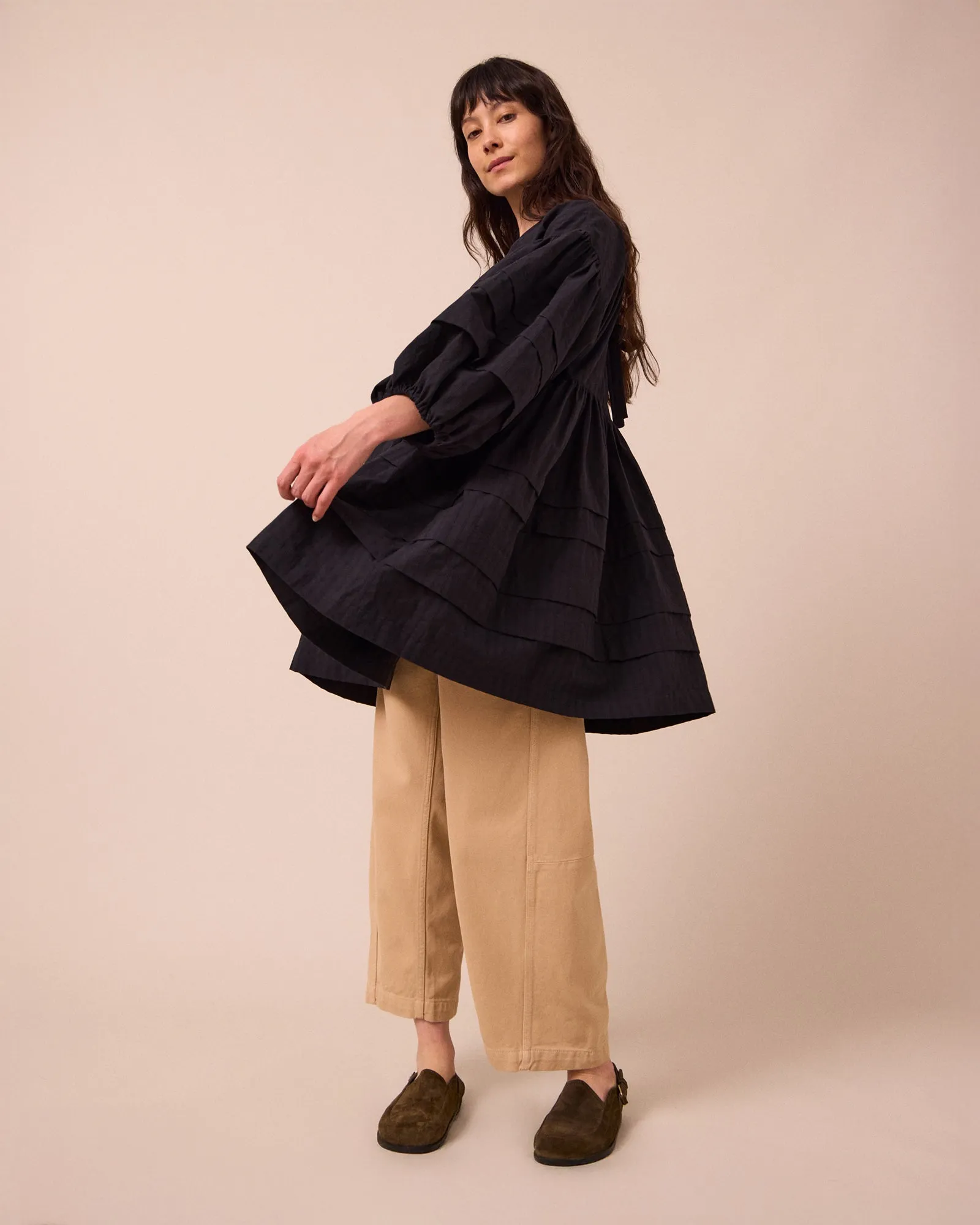 Nina Black Self Stripe Cotton Dress sold by Beyond Nine product image thumbnail 4
