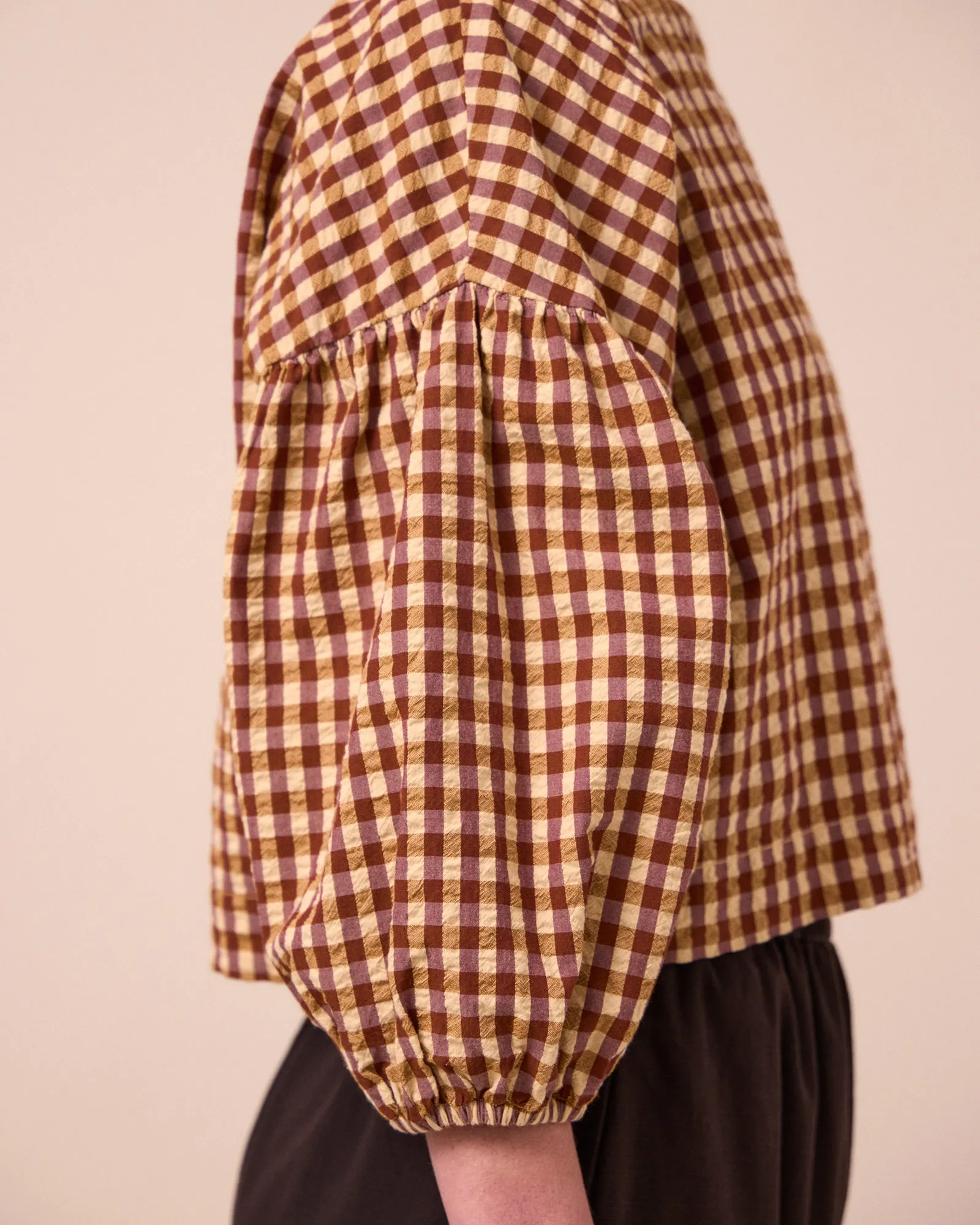 Aisha Tan Gingham Seersucker Top sold by Beyond Nine product image thumbnail 5