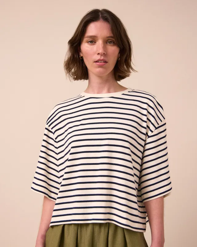 Nova Ecru & Ink Stripe Jersey Top sold by Beyond Nine