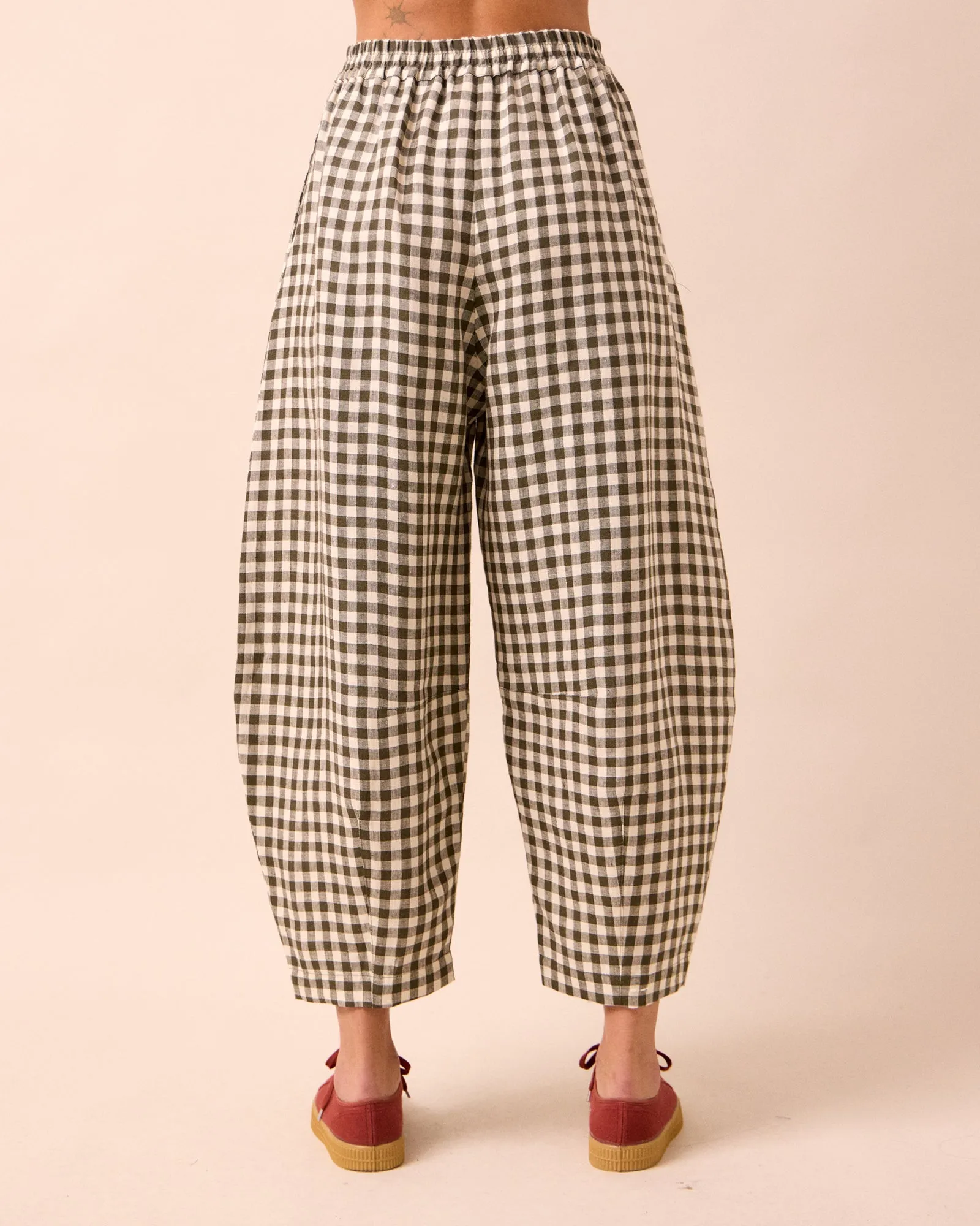 Daisy Olive Gingham Linen Trousers sold by Beyond Nine product image thumbnail 4