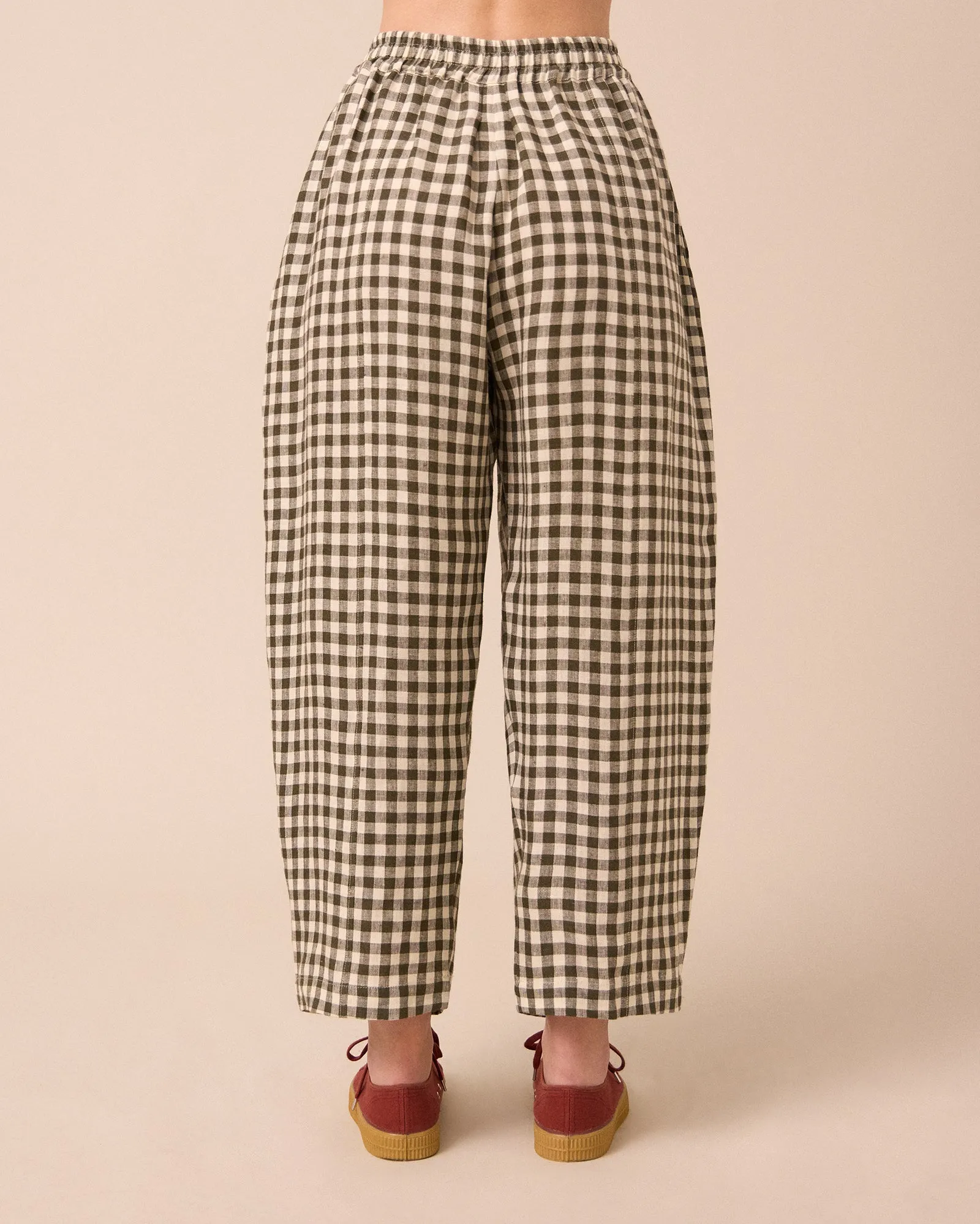 Mabel Olive Gingham Linen Trousers sold by Beyond Nine product image thumbnail 4