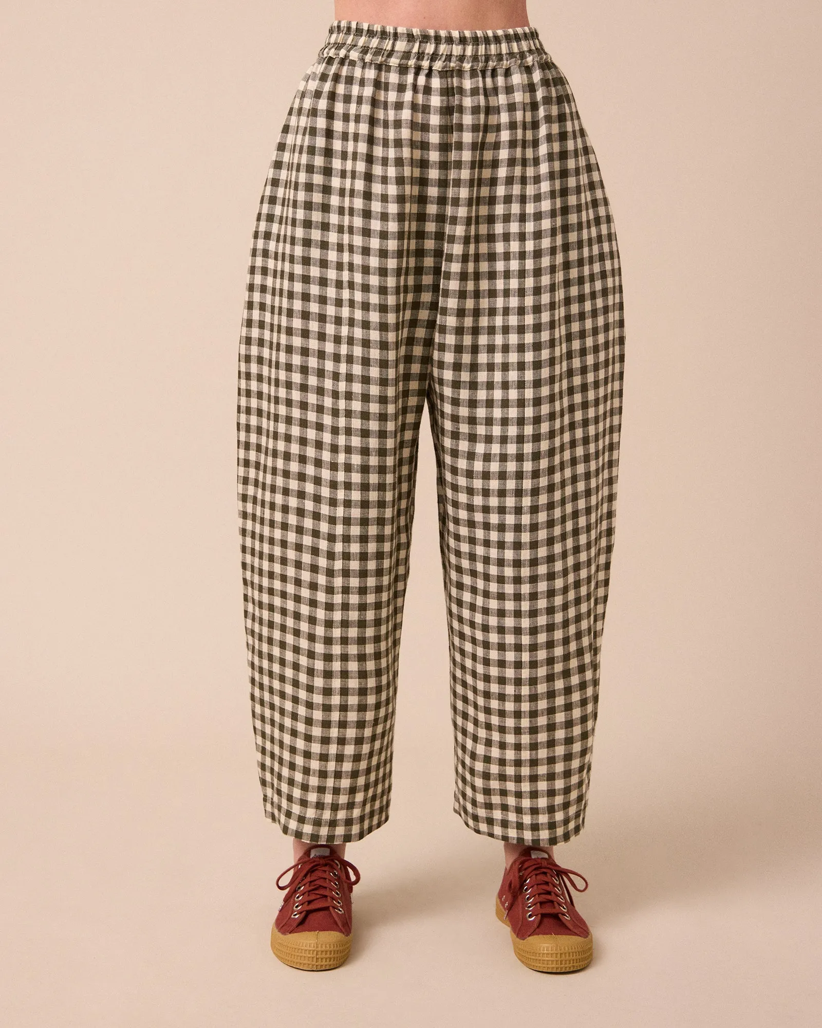 Mabel Olive Gingham Linen Trousers sold by Beyond Nine product image thumbnail 3