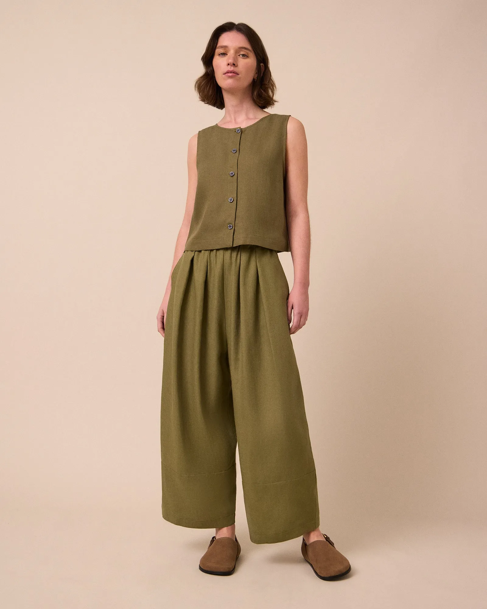 Elodie Khaki Linen Top sold by Beyond Nine product image thumbnail 2