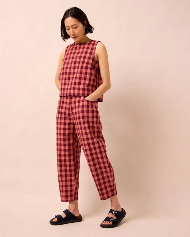 Remi Cactus Rose Check Denim Jeans made by Beyond Nine