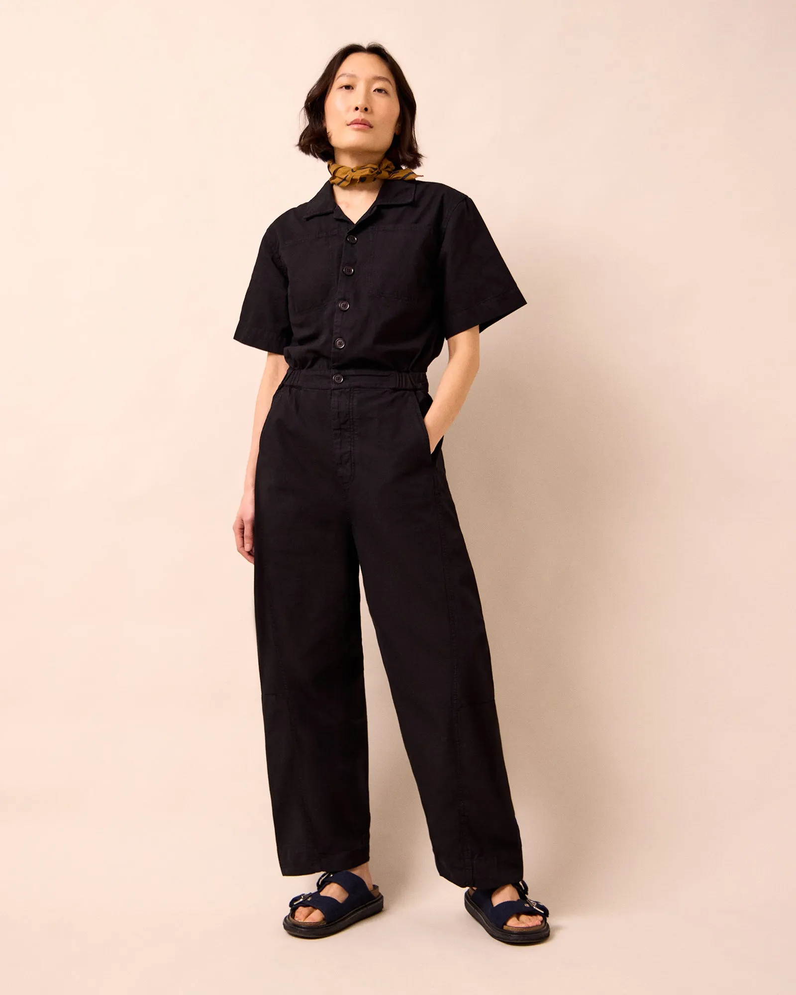 Joy Black Textured Cotton Jumpsuit sold by Beyond Nine product image thumbnail 3