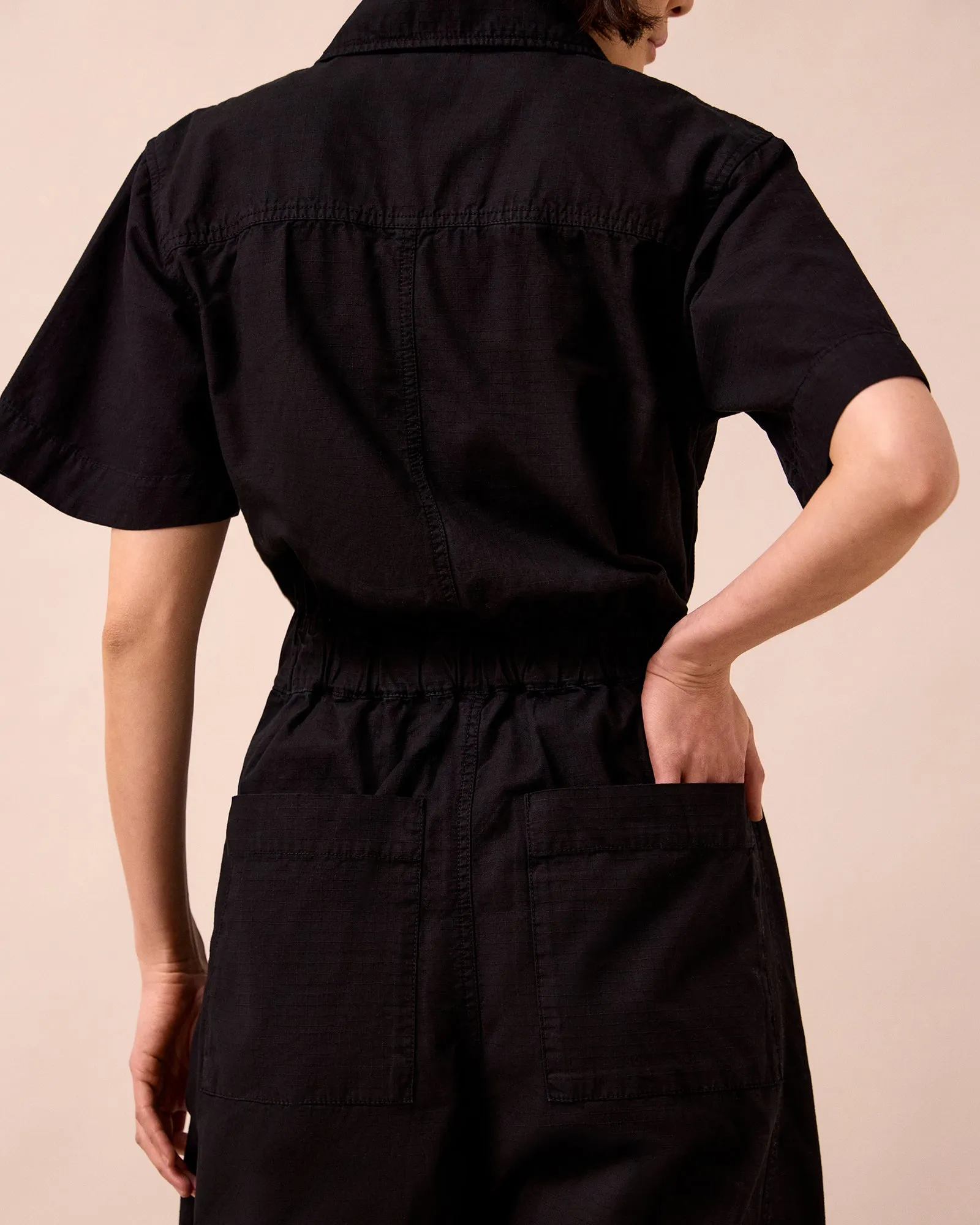 Joy Black Textured Cotton Jumpsuit sold by Beyond Nine product image thumbnail 5