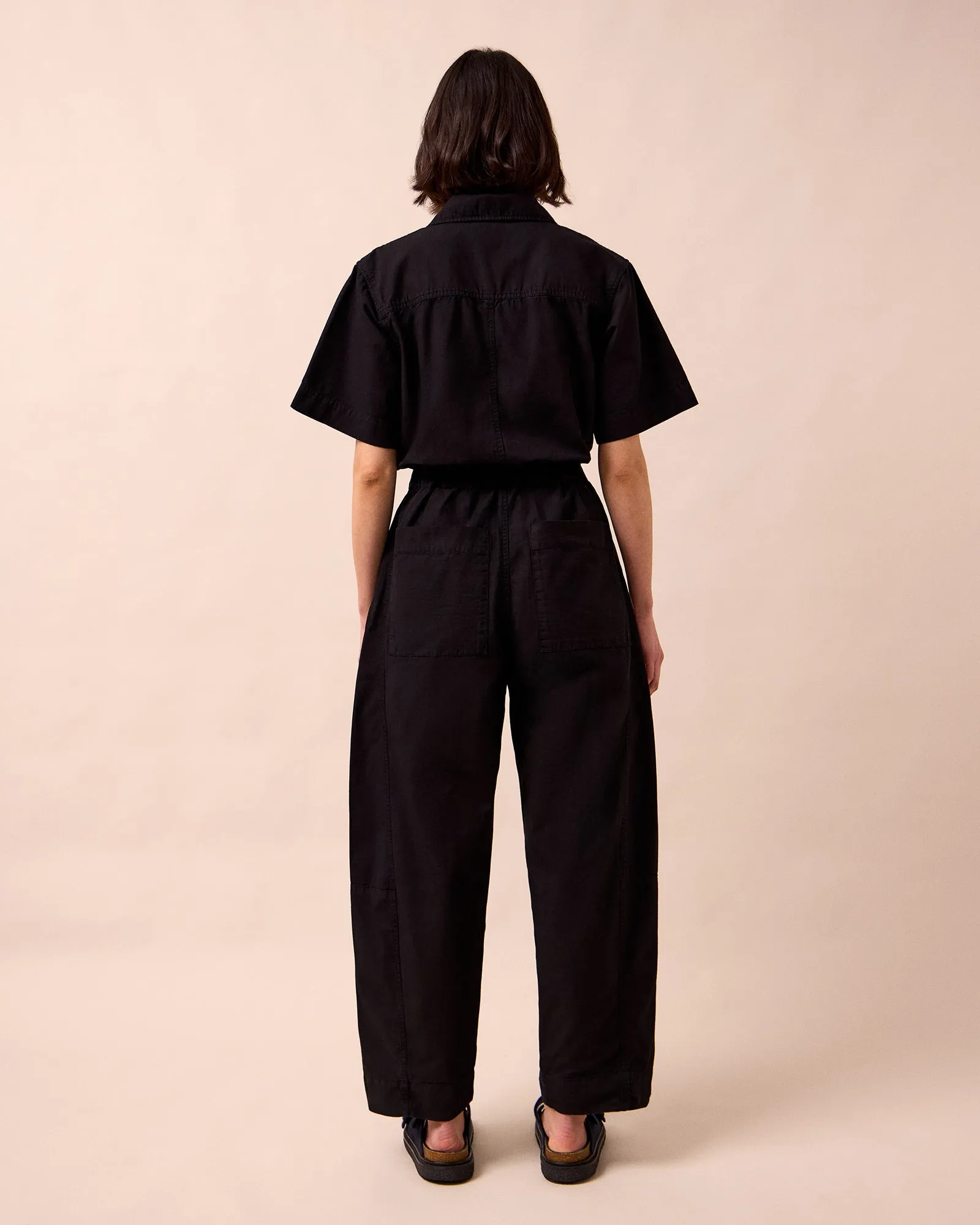 Joy Black Textured Cotton Jumpsuit sold by Beyond Nine product image thumbnail 4
