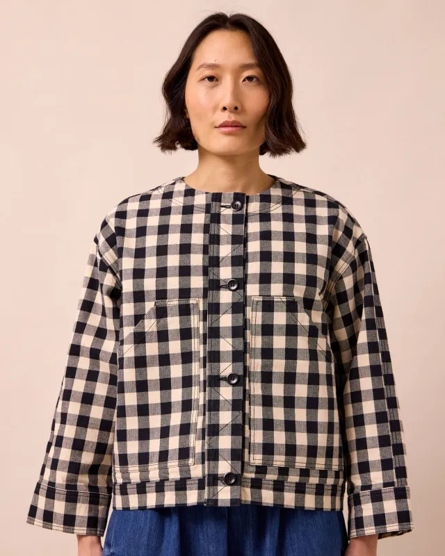 Rosa Black & White Check Denim Jacket made by Beyond Nine