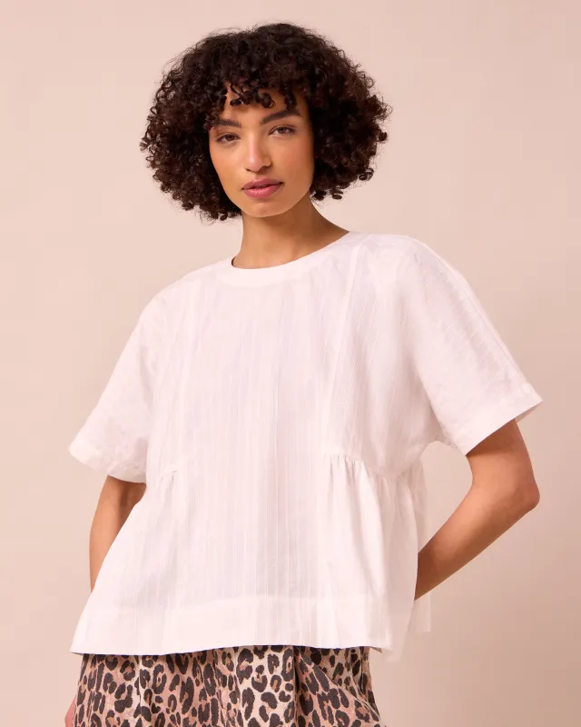 Marlow Ecru Self Stripe Cotton Top sold by Beyond Nine