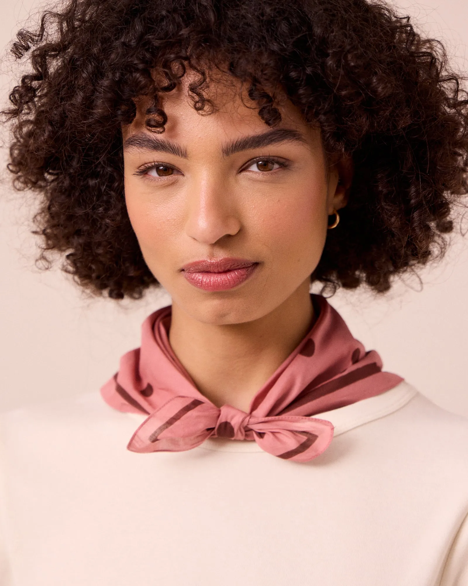 Clay Pink Spot Cotton Neckerchief sold by Beyond Nine