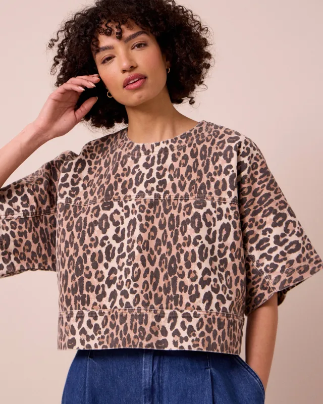 Eva Leopard Denim Top made by Beyond Nine