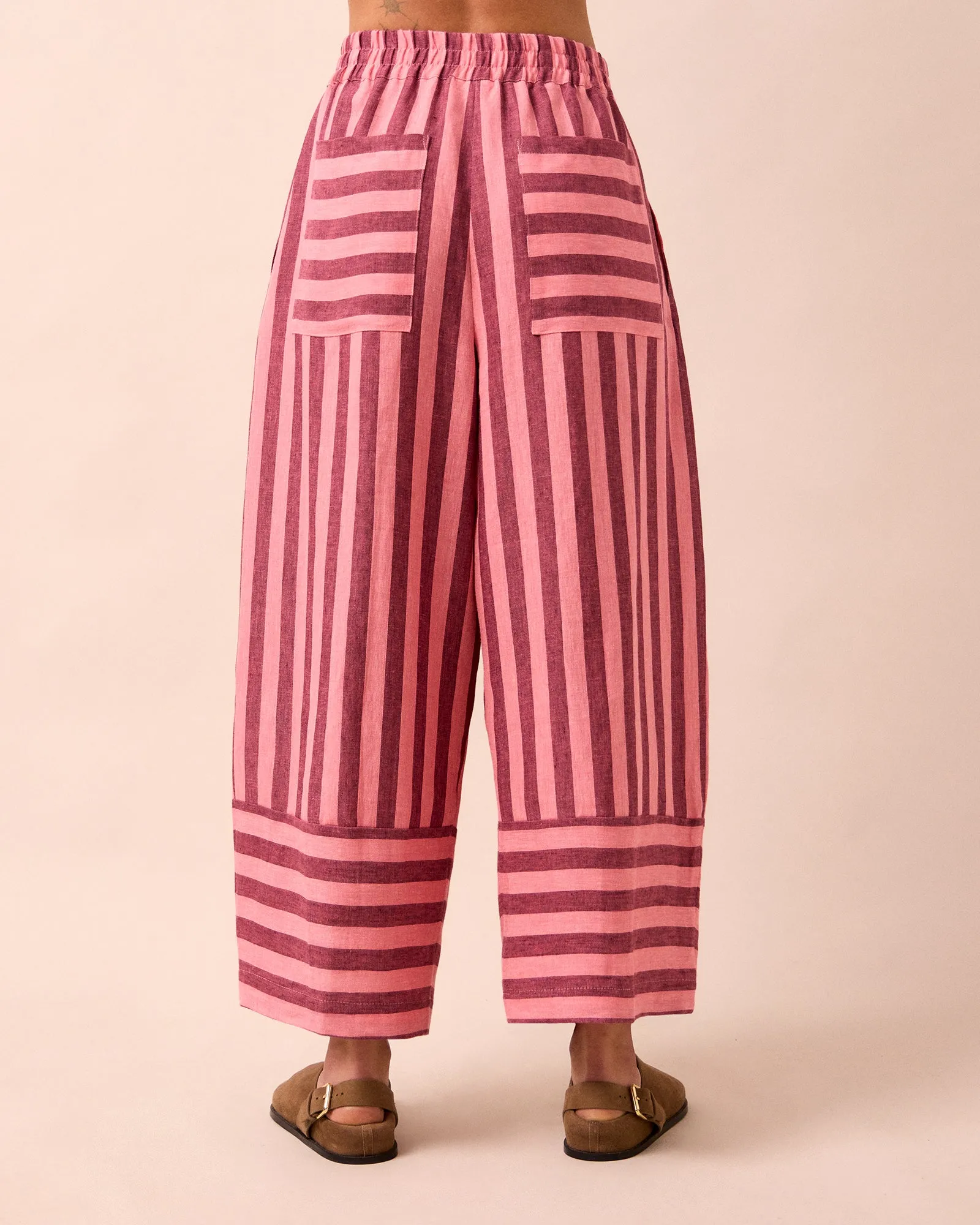 Bobbi Fiesta Pink Stripe Linen Trousers sold by Beyond Nine product image thumbnail 4