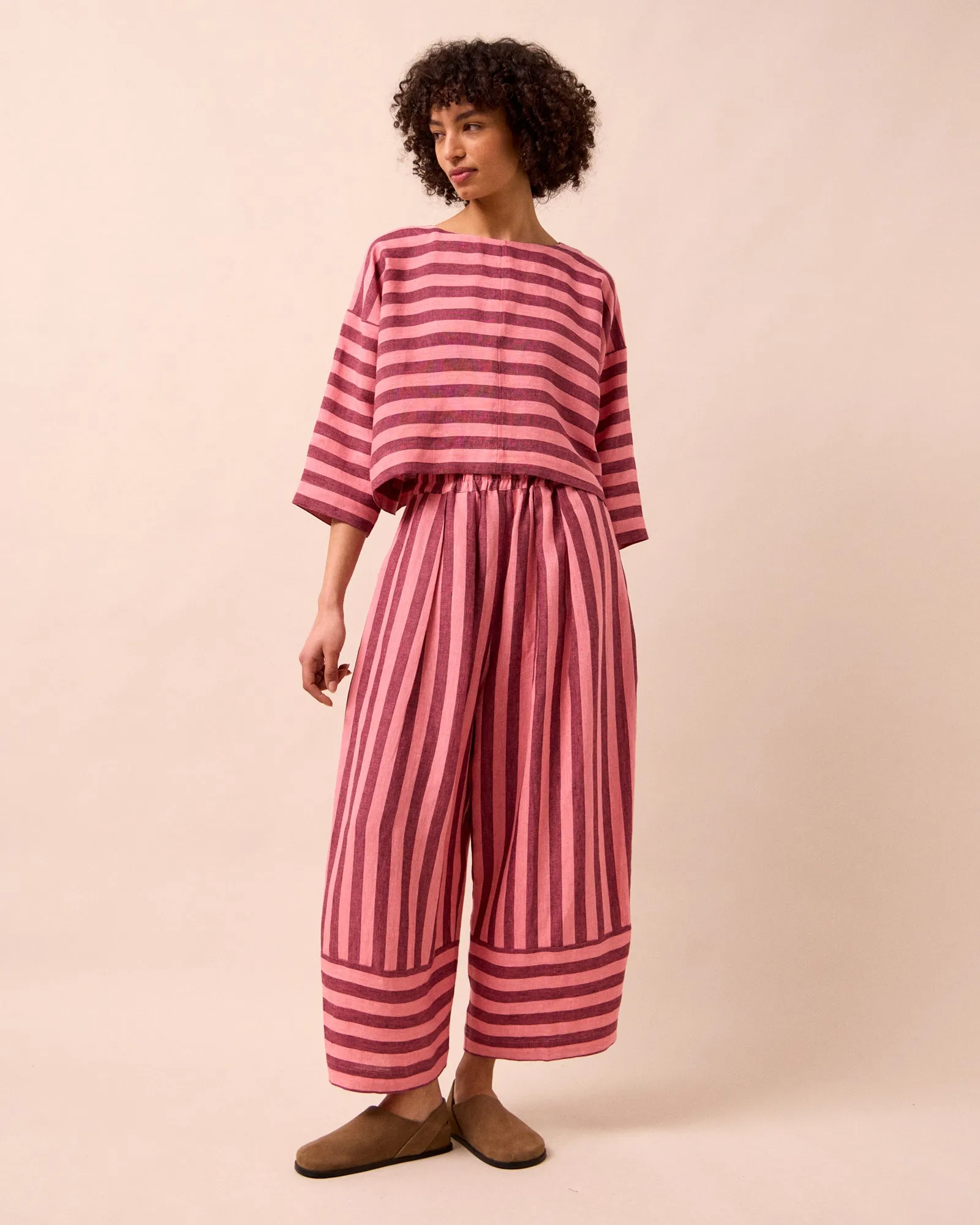 Bobbi Fiesta Pink Stripe Linen Trousers sold by Beyond Nine product image thumbnail 2